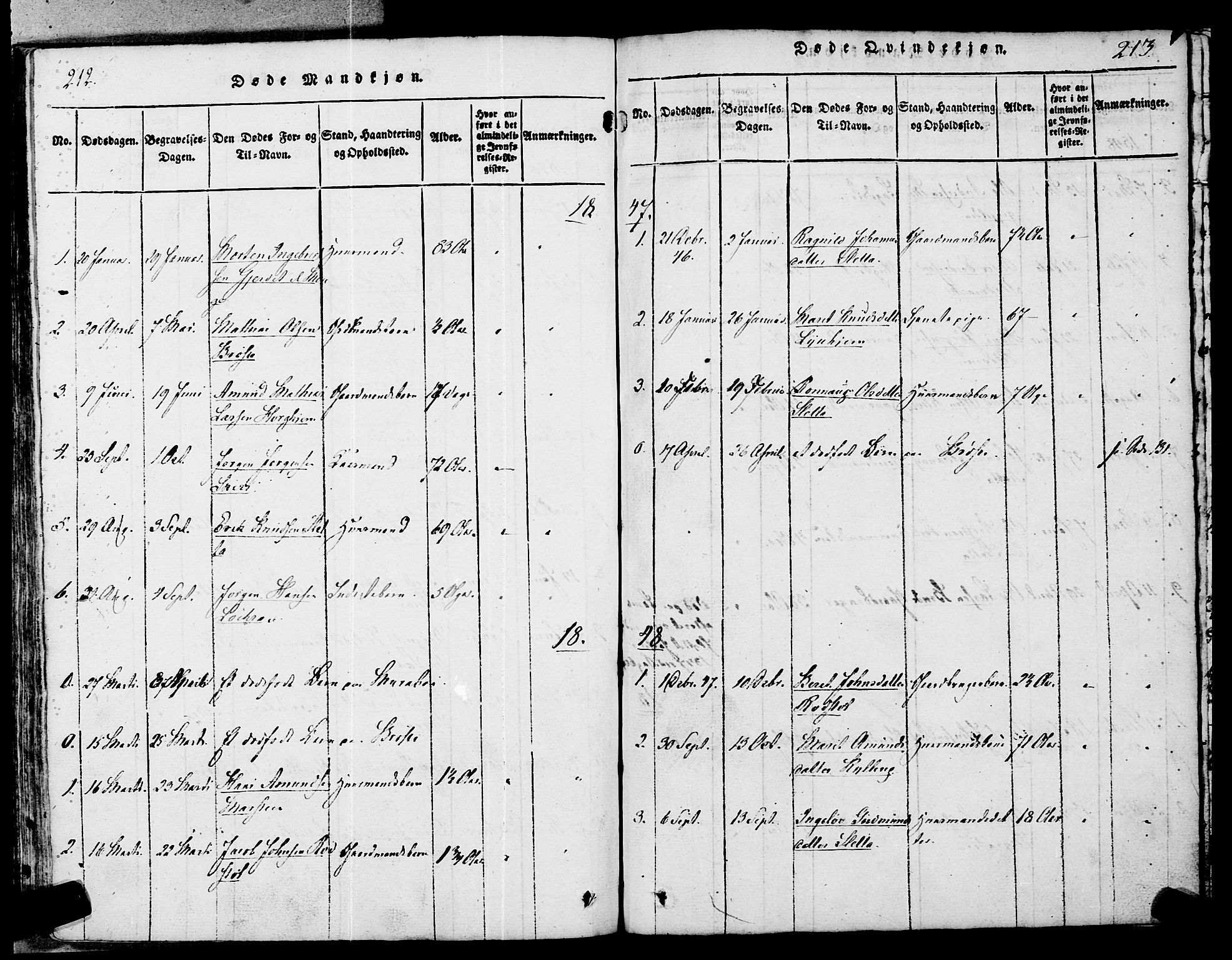 Ministerialprotokoller, klokkerbøker og fødselsregistre - Møre og Romsdal, AV/SAT-A-1454/546/L0593: Parish register (official) no. 546A01, 1818-1853, p. 212-213