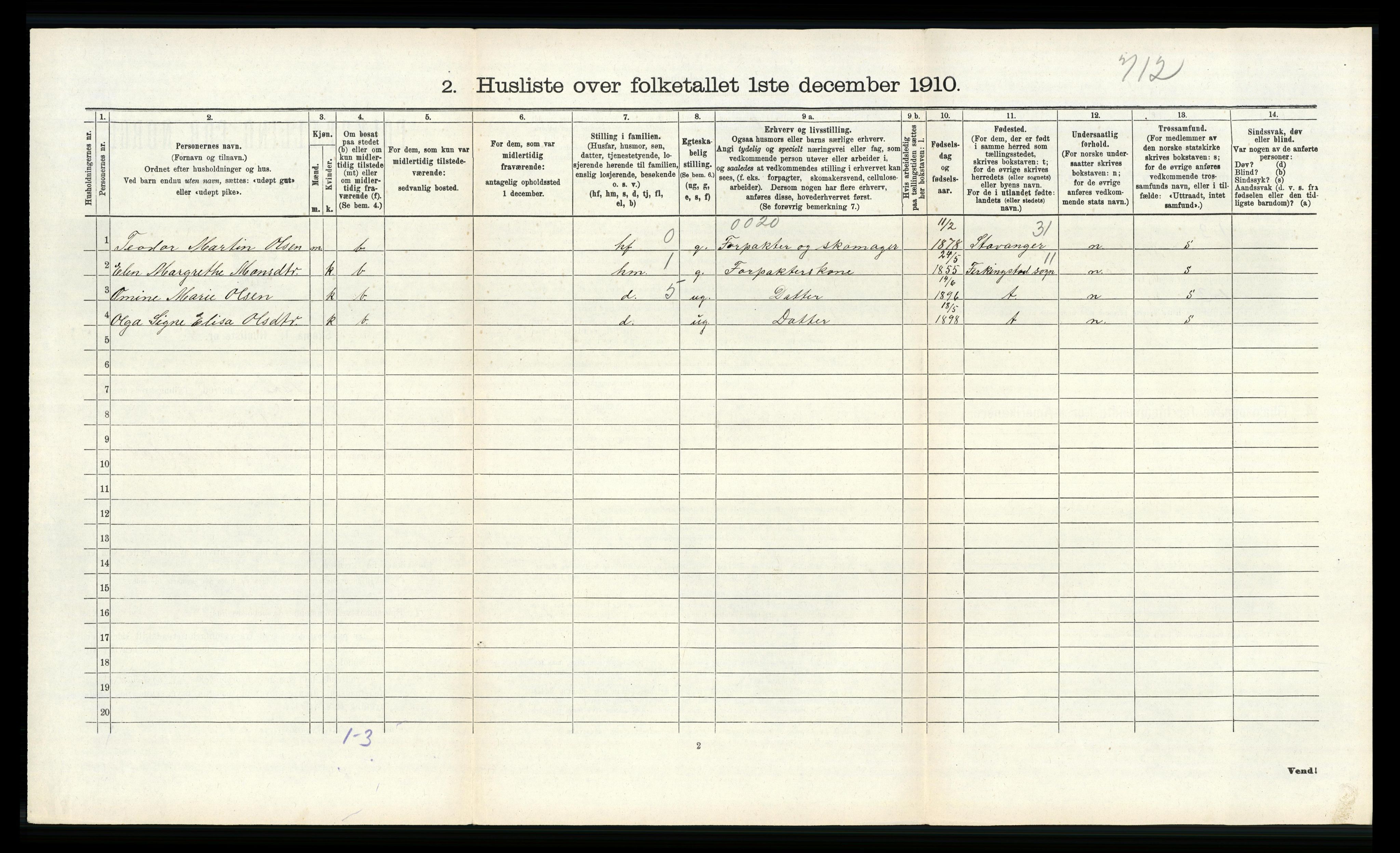 RA, 1910 census for Åkra, 1910, p. 289