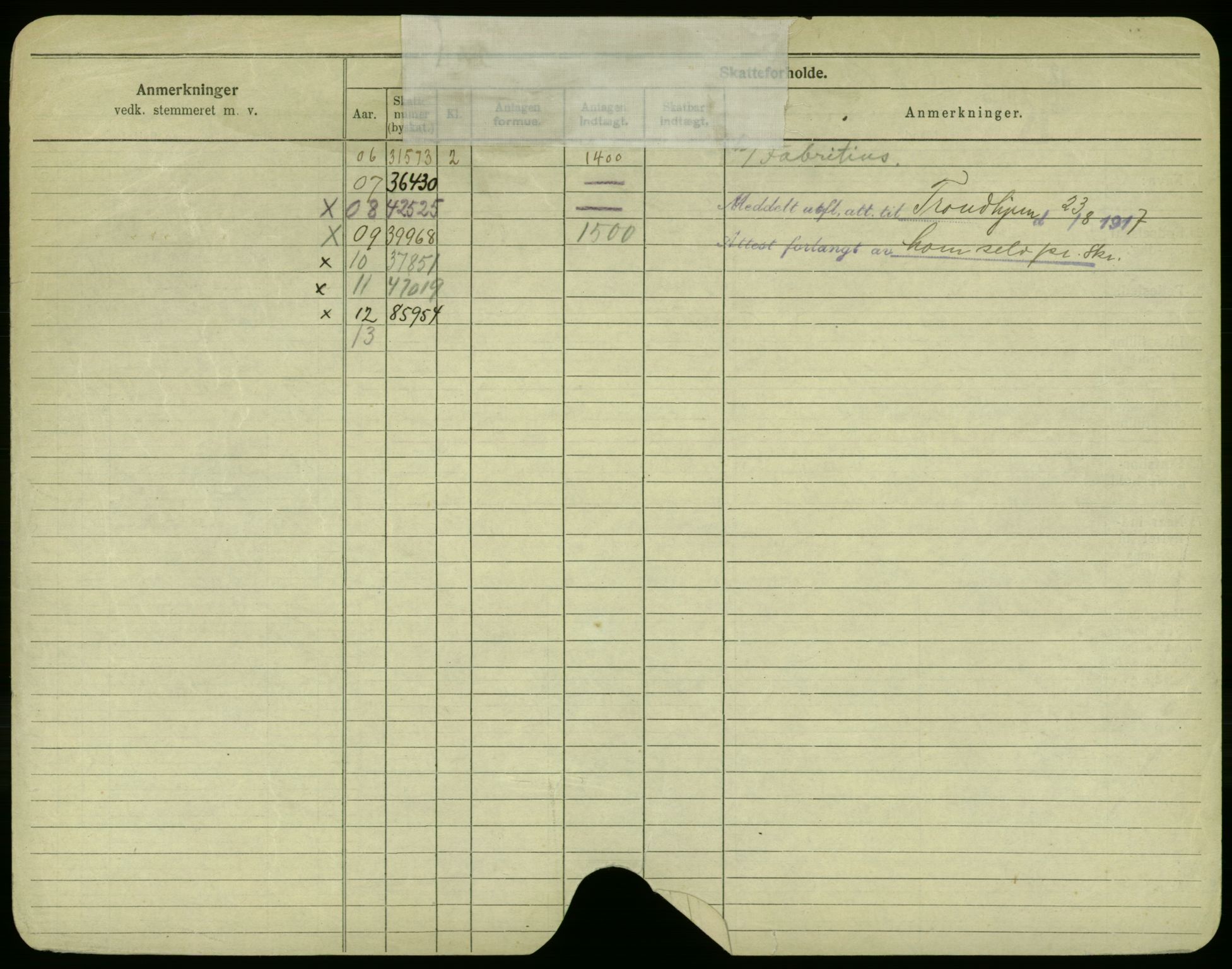 Oslo folkeregister, Registerkort, AV/SAO-A-11715/F/Fa/Fac/L0002: Menn, 1906-1914, p. 279b