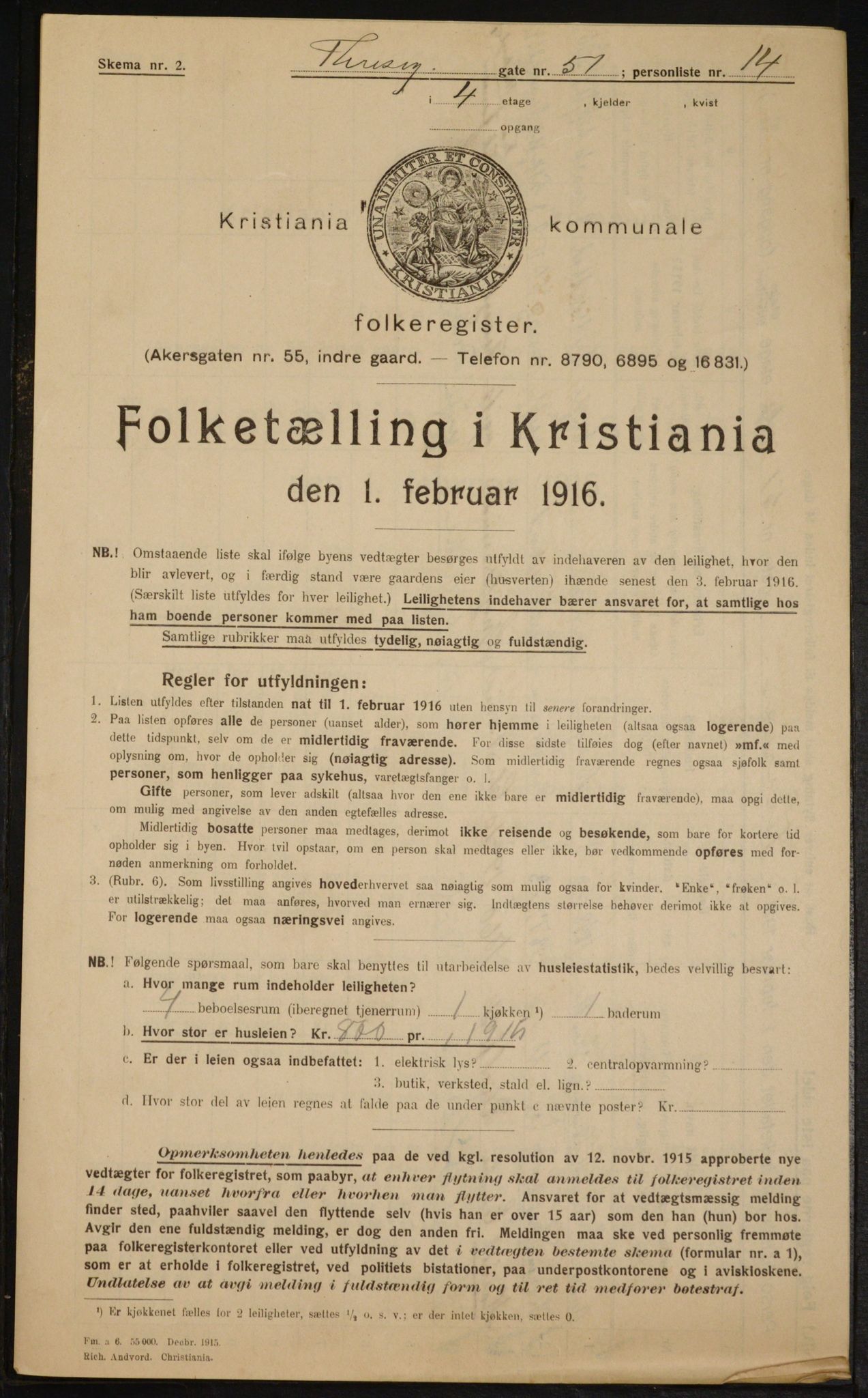 OBA, Municipal Census 1916 for Kristiania, 1916, p. 111835