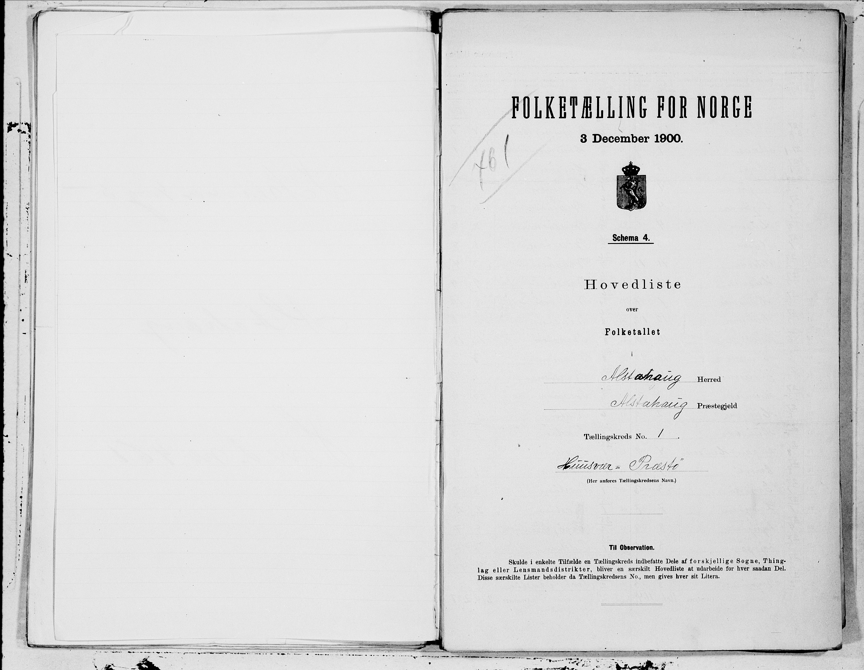 SAT, 1900 census for Alstahaug, 1900, p. 2