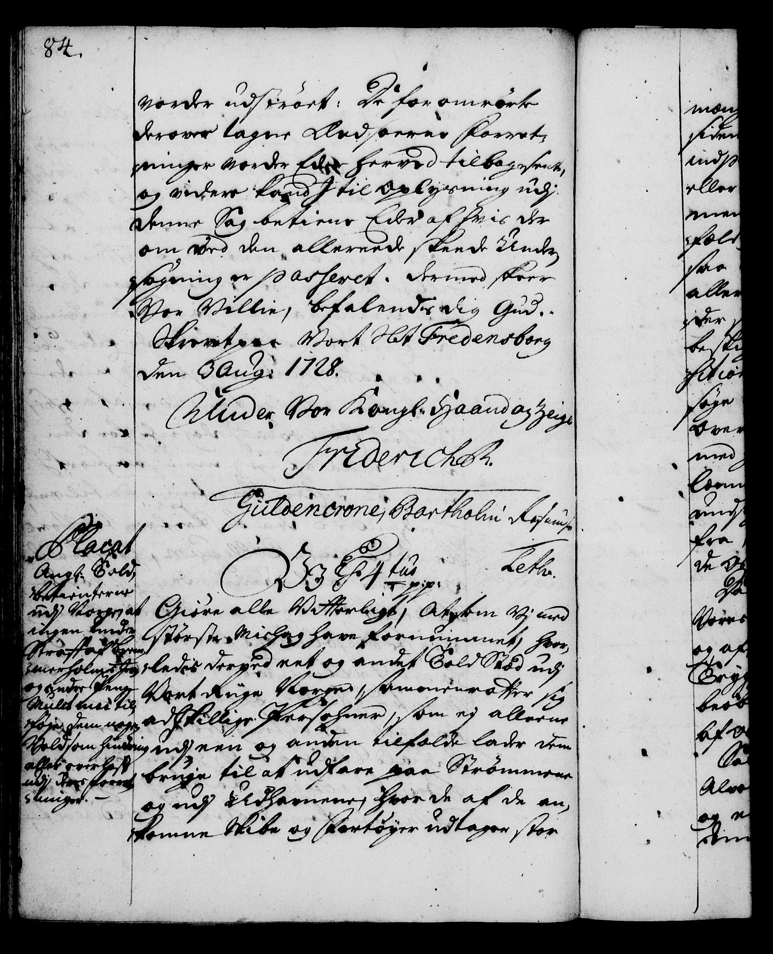 Rentekammeret, Kammerkanselliet, RA/EA-3111/G/Gg/Gga/L0003: Norsk ekspedisjonsprotokoll med register (merket RK 53.3), 1727-1734, p. 84