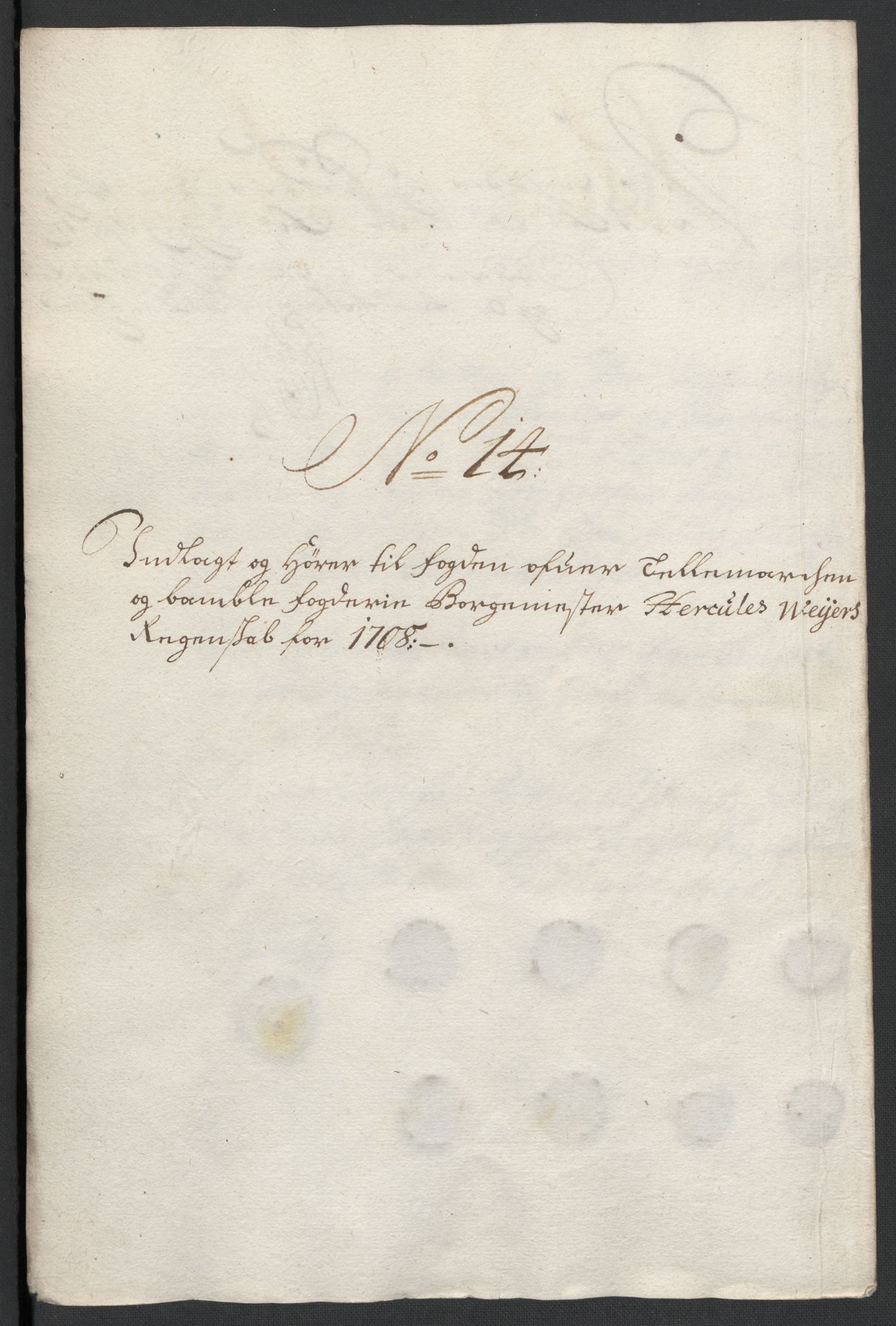 Rentekammeret inntil 1814, Reviderte regnskaper, Fogderegnskap, RA/EA-4092/R36/L2118: Fogderegnskap Øvre og Nedre Telemark og Bamble, 1708-1709, p. 118