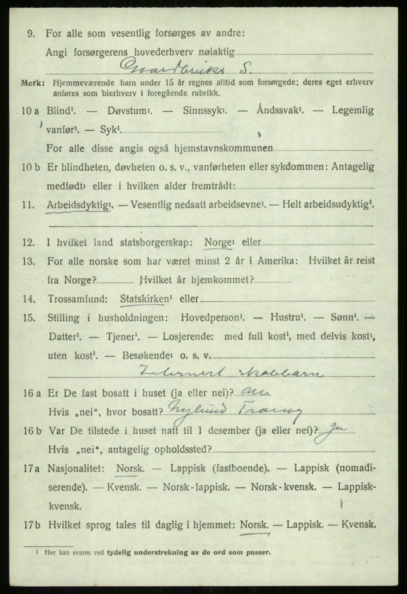 SATØ, 1920 census for Tranøy, 1920, p. 2342