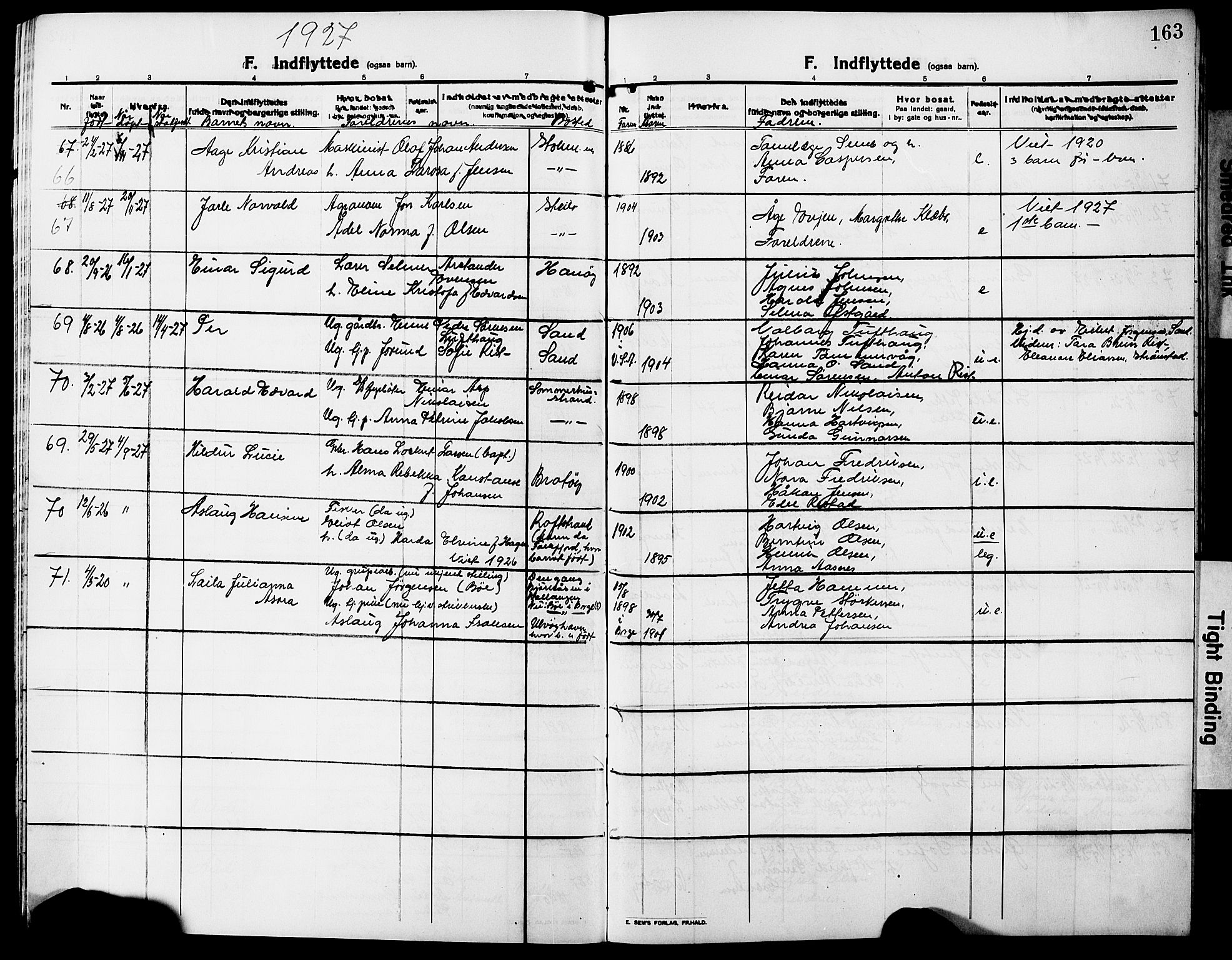 Ministerialprotokoller, klokkerbøker og fødselsregistre - Nordland, AV/SAT-A-1459/888/L1269: Parish register (copy) no. 888C07, 1913-1927, p. 163