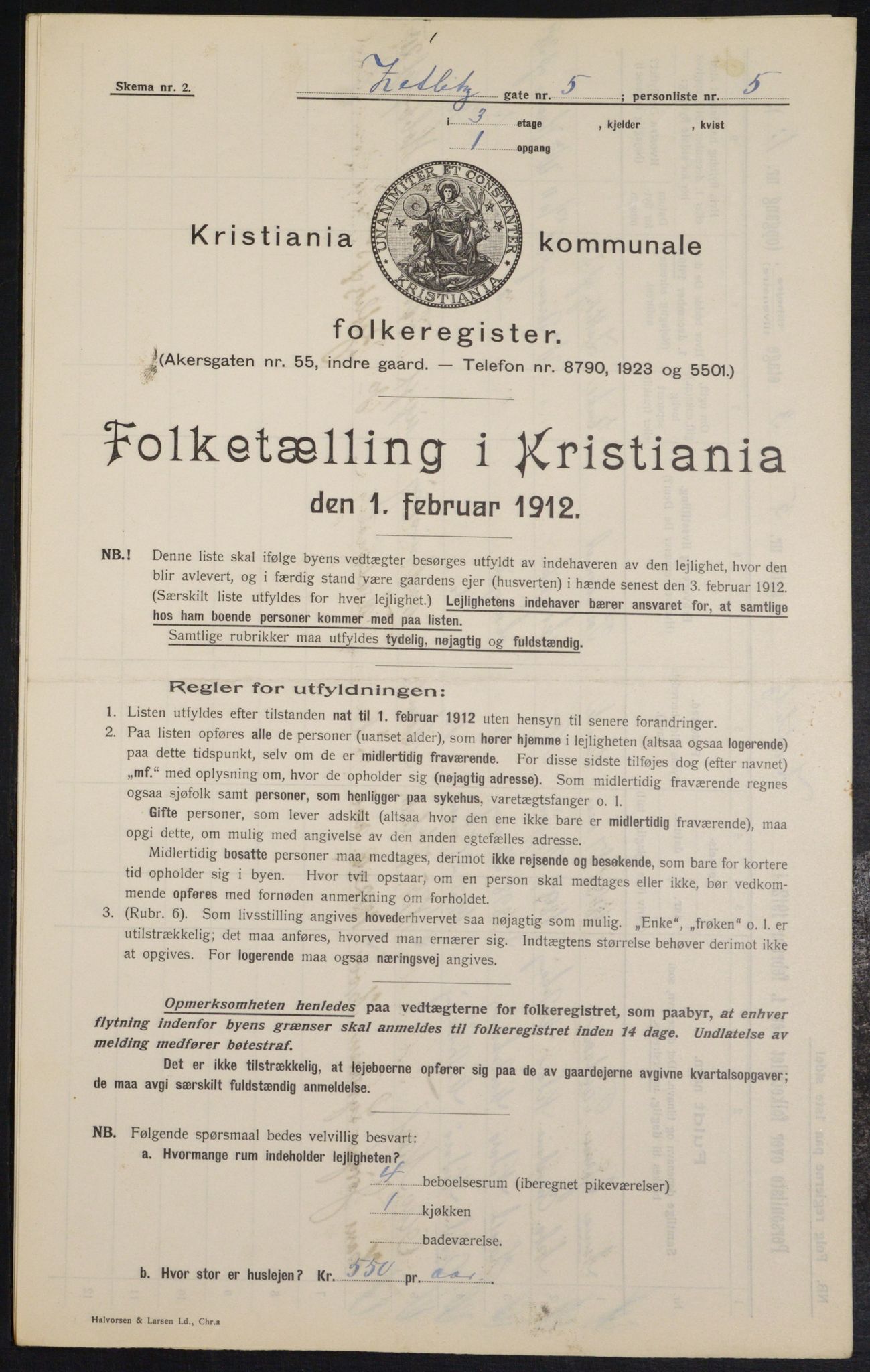 OBA, Municipal Census 1912 for Kristiania, 1912, p. 128668