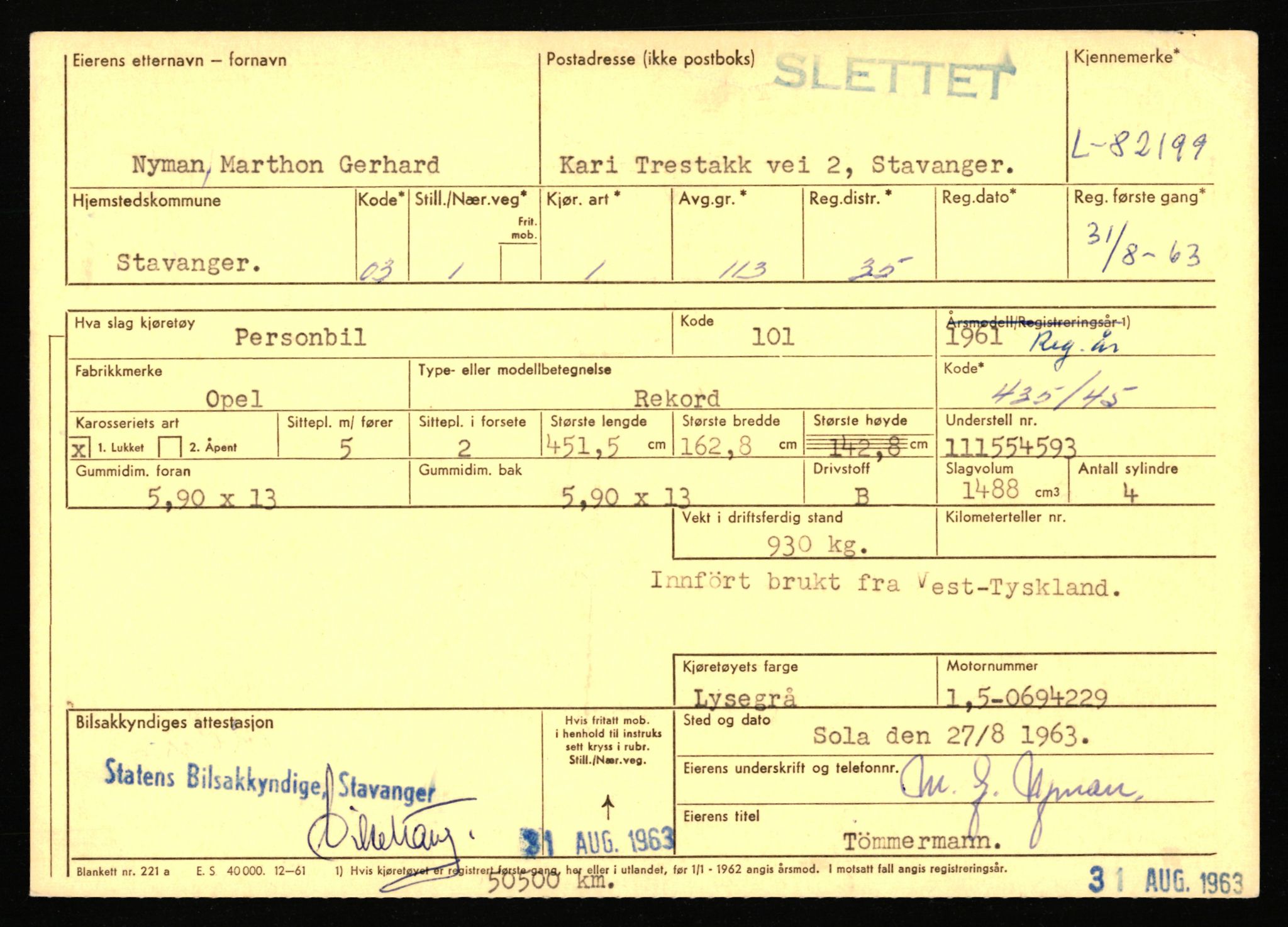 Stavanger trafikkstasjon, AV/SAST-A-101942/0/F/L0071: L-80500 - L-82199, 1930-1971, p. 2745