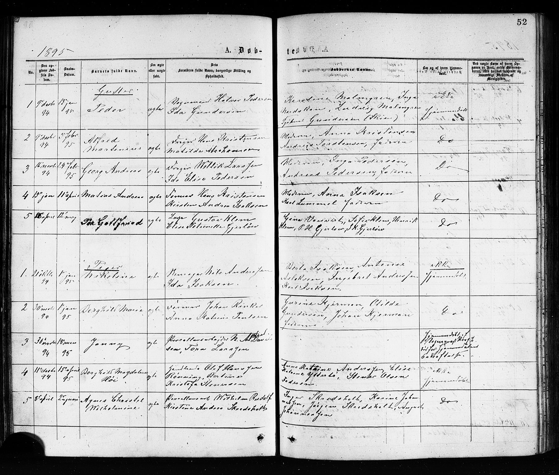 Porsgrunn kirkebøker , SAKO/A-104/G/Ga/L0003: Parish register (copy) no. I 3, 1877-1915, p. 52