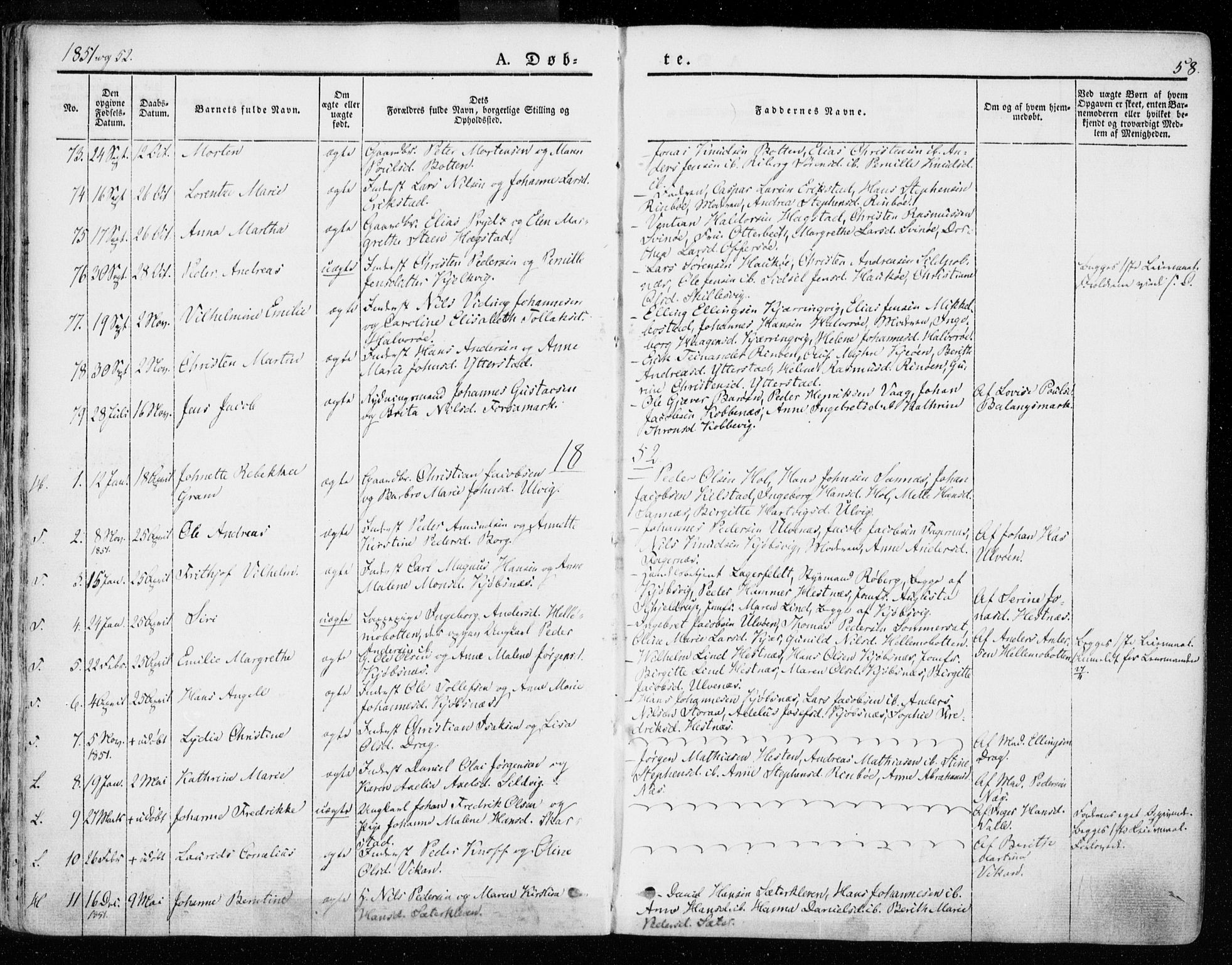 Ministerialprotokoller, klokkerbøker og fødselsregistre - Nordland, SAT/A-1459/872/L1033: Parish register (official) no. 872A08, 1840-1863, p. 58