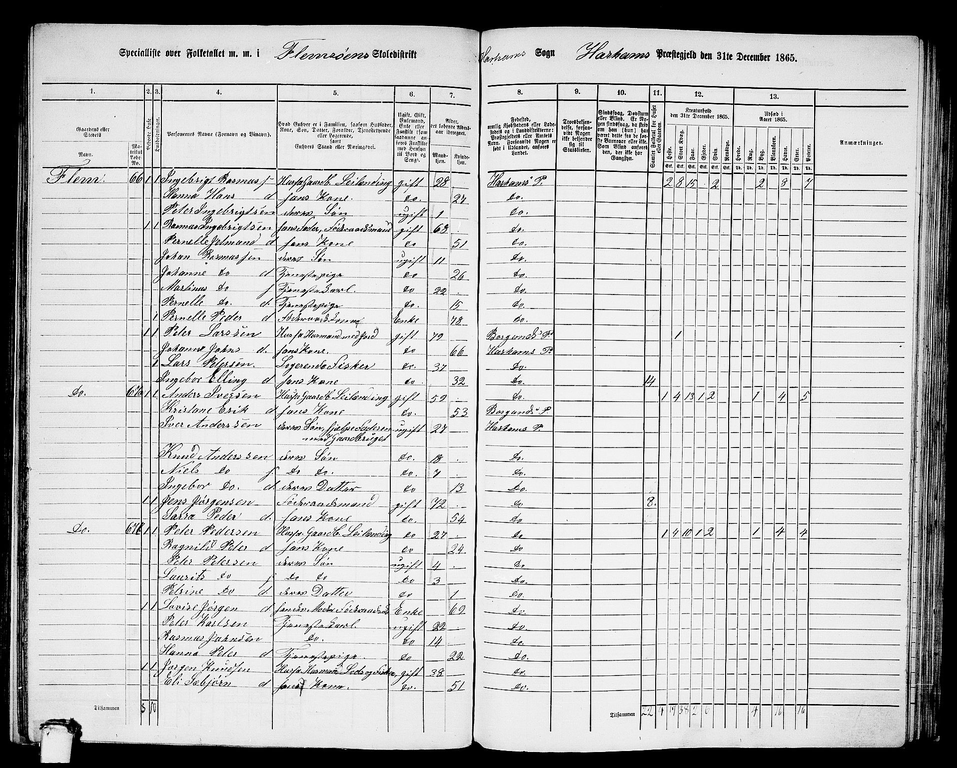 RA, 1865 census for Haram, 1865, p. 32