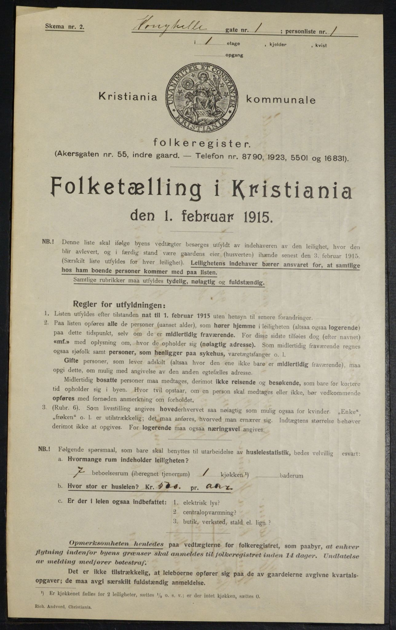 OBA, Municipal Census 1915 for Kristiania, 1915, p. 52176