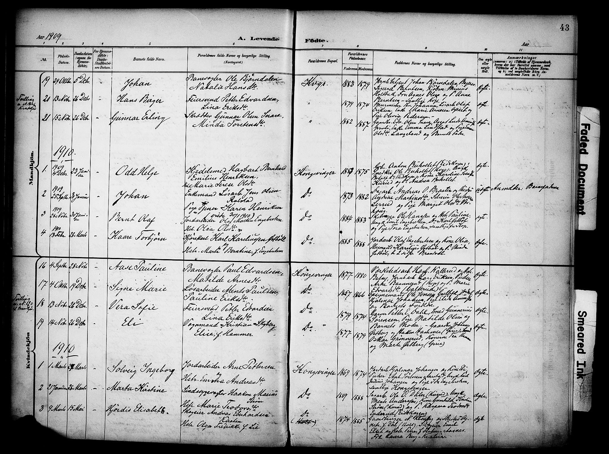 Vinger prestekontor, AV/SAH-PREST-024/H/Ha/Haa/L0016: Parish register (official) no. 16, 1898-1920, p. 43