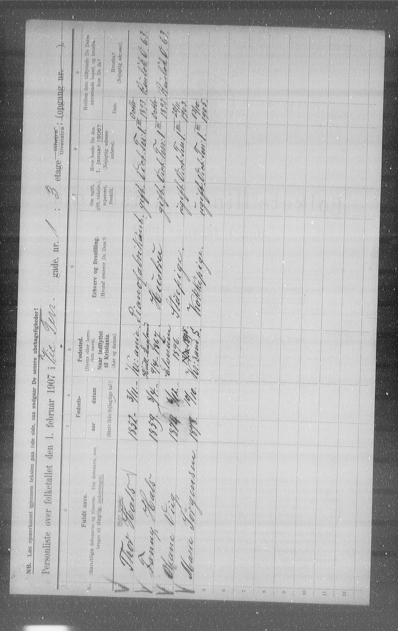 OBA, Municipal Census 1907 for Kristiania, 1907, p. 62800