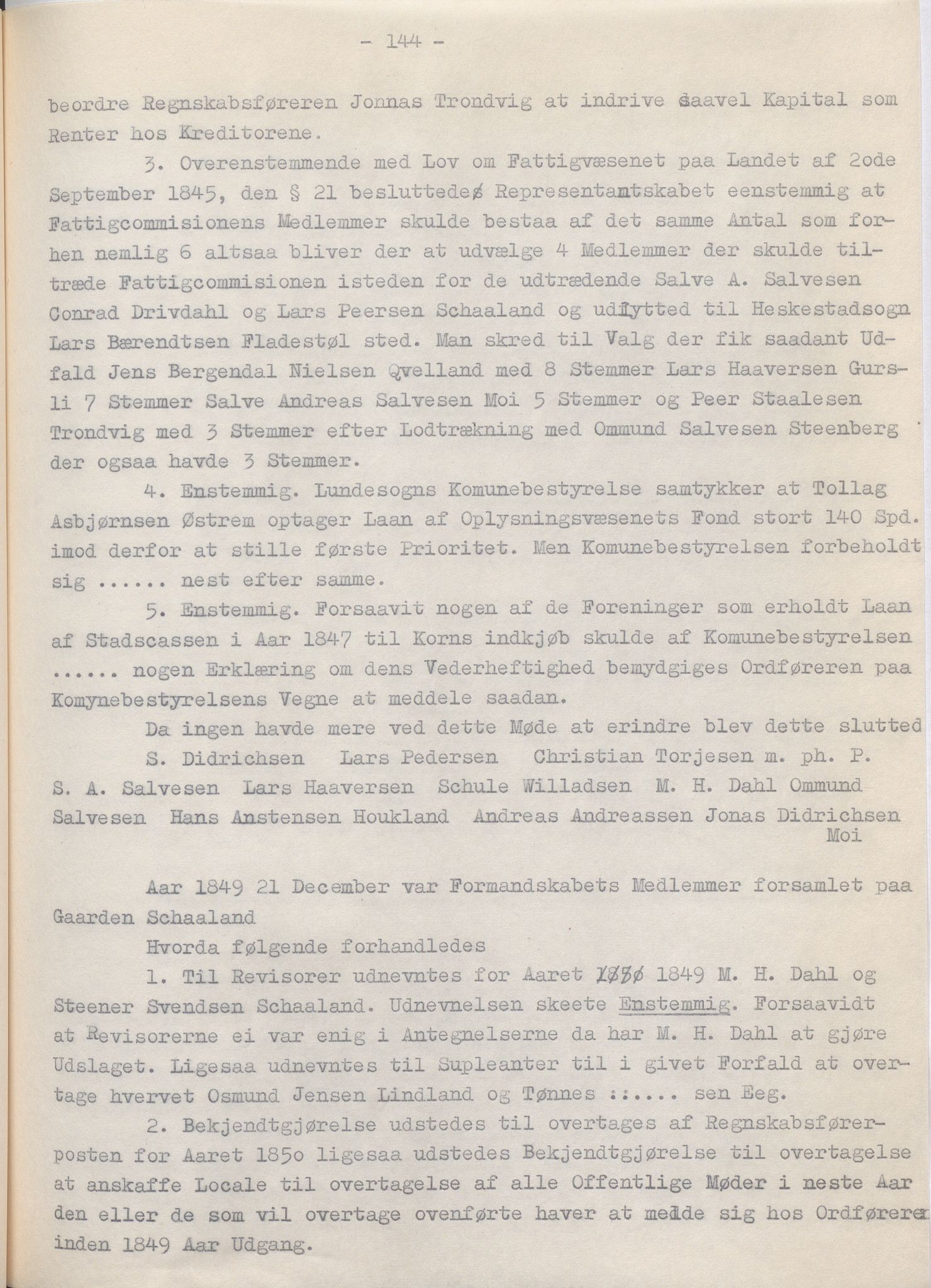 Lund kommune - Formannskapet/Formannskapskontoret, IKAR/K-101761/A/Aa/Aaa/L0002: Forhandlingsprotokoll, 1837-1865, p. 144