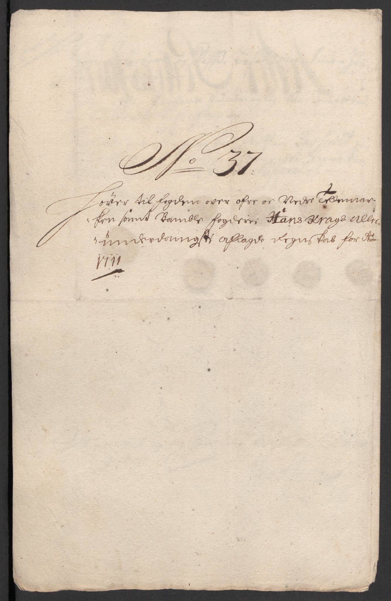 Rentekammeret inntil 1814, Reviderte regnskaper, Fogderegnskap, AV/RA-EA-4092/R36/L2120: Fogderegnskap Øvre og Nedre Telemark og Bamble, 1711, p. 327