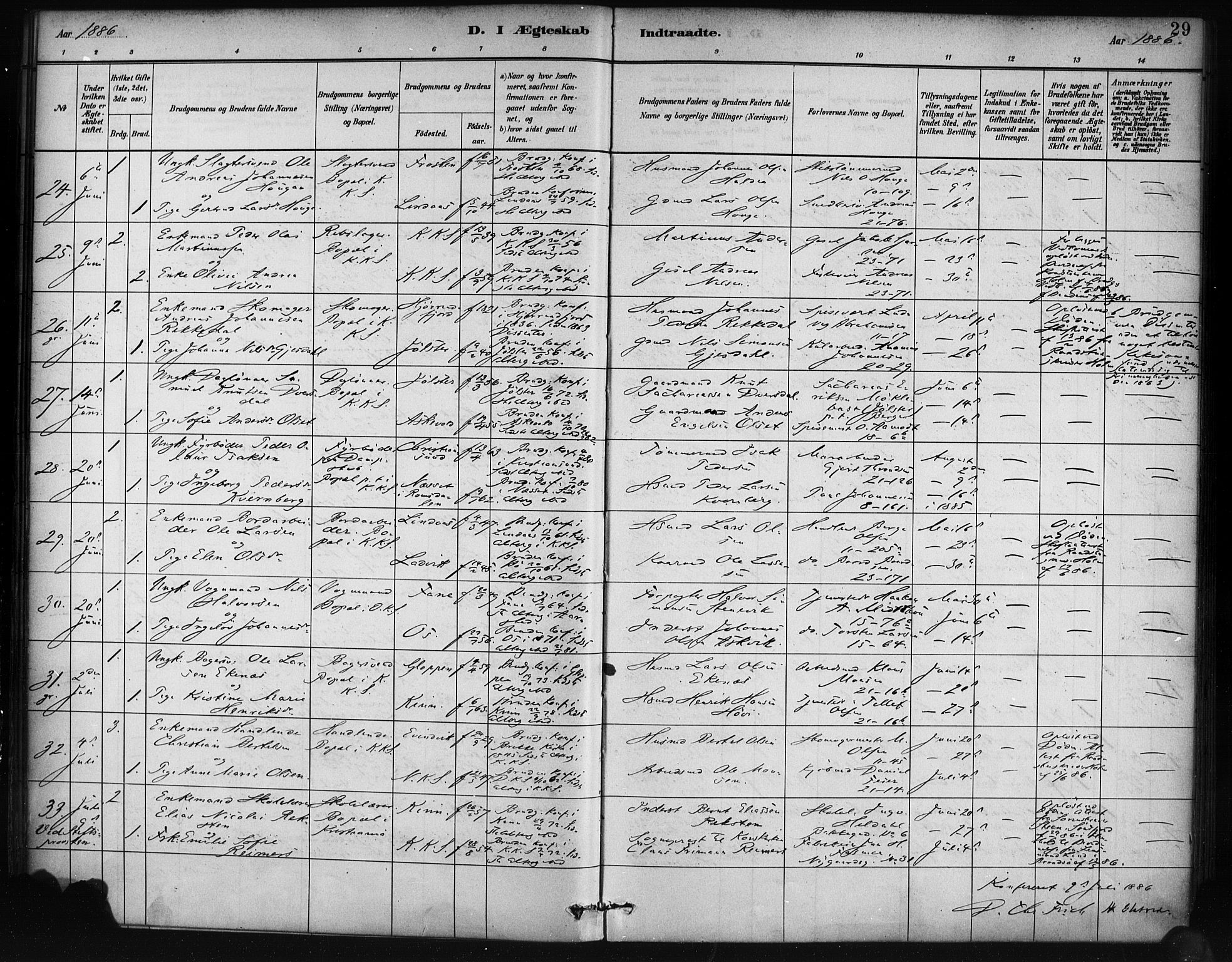 Korskirken sokneprestembete, AV/SAB-A-76101/H/Haa/L0037: Parish register (official) no. D 4, 1883-1904, p. 29