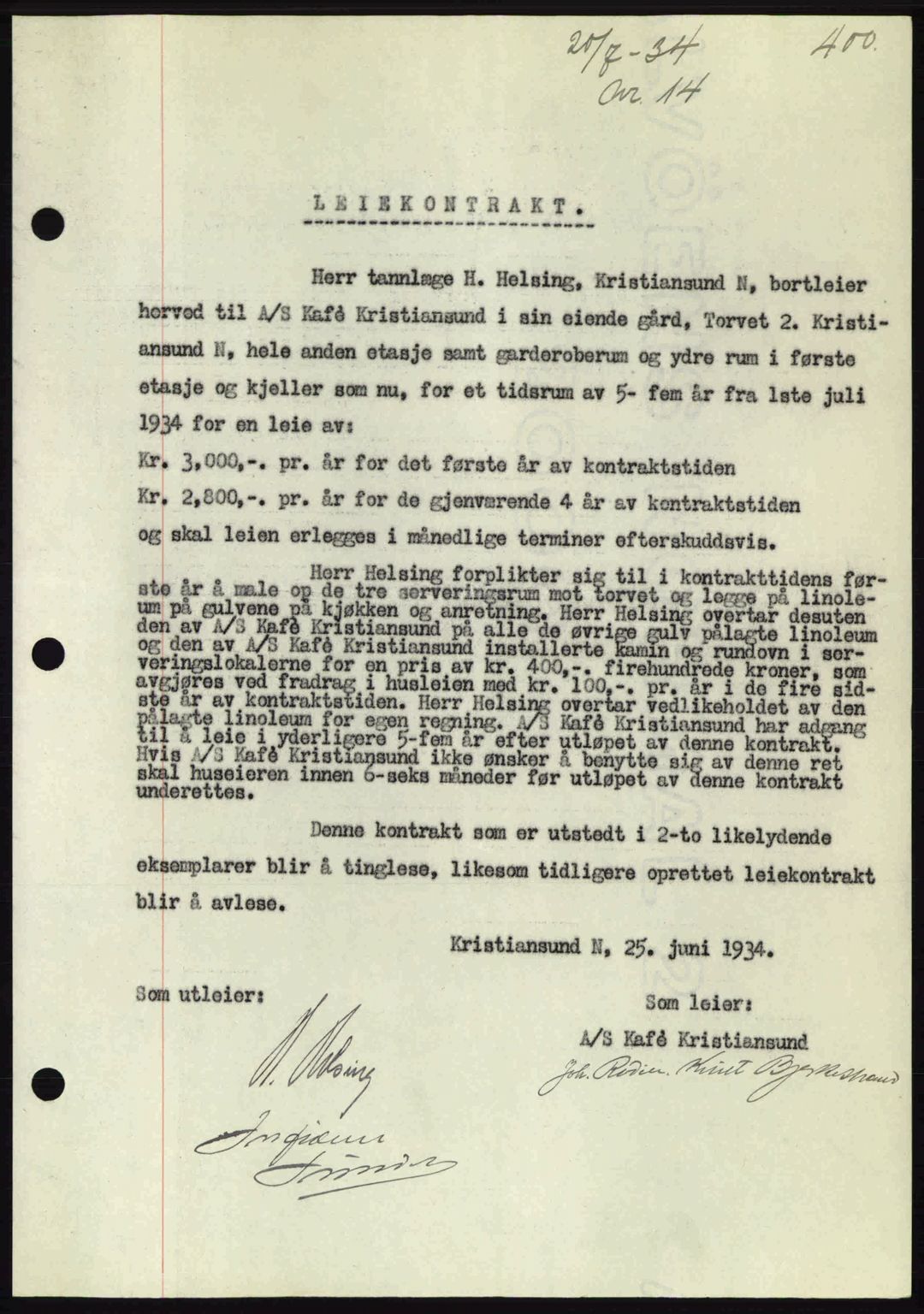 Kristiansund byfogd, AV/SAT-A-4587/A/27: Mortgage book no. 27, 1933-1934, Deed date: 20.07.1934