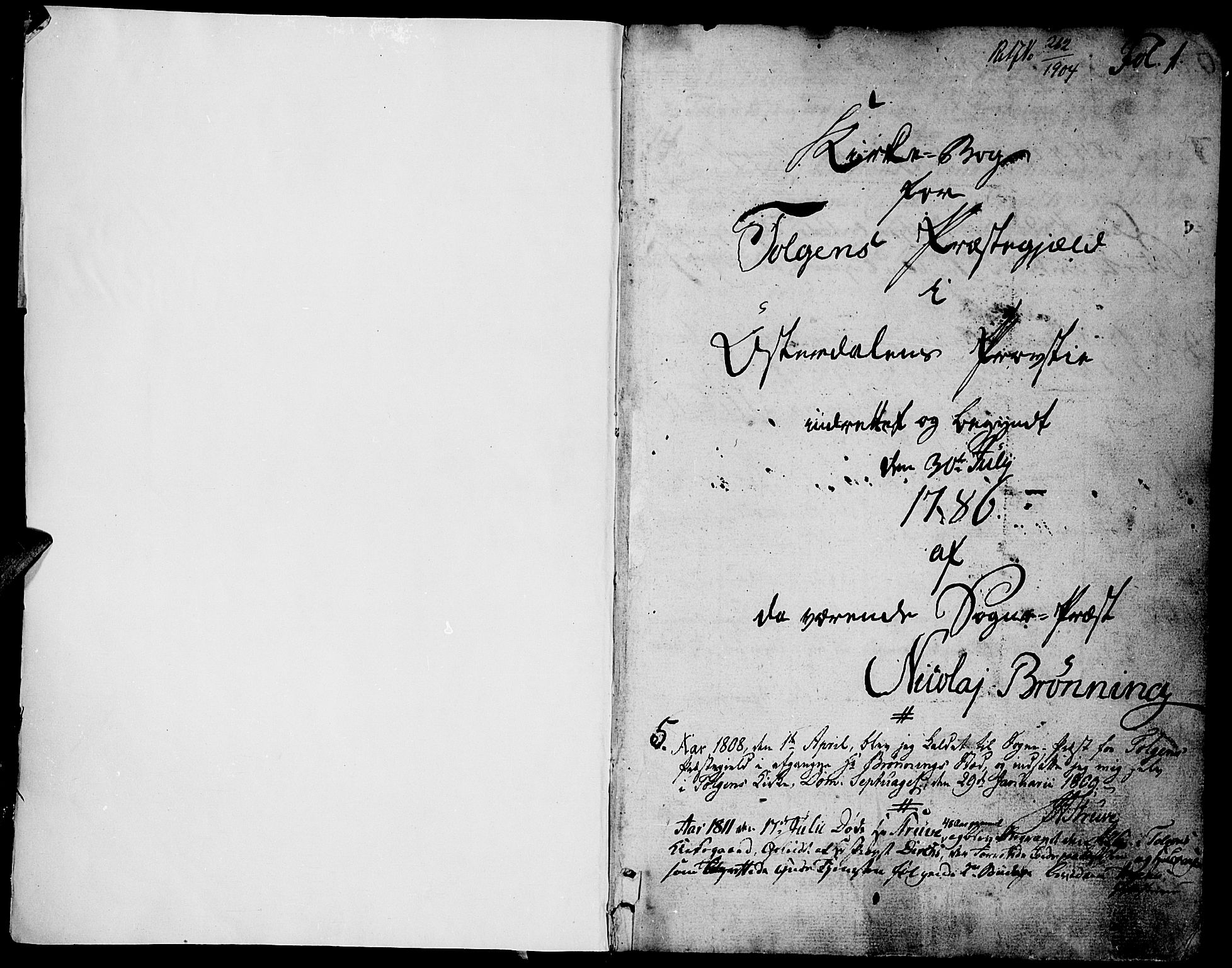 Tolga prestekontor, SAH/PREST-062/K/L0003: Parish register (official) no. 3, 1786-1814, p. 1