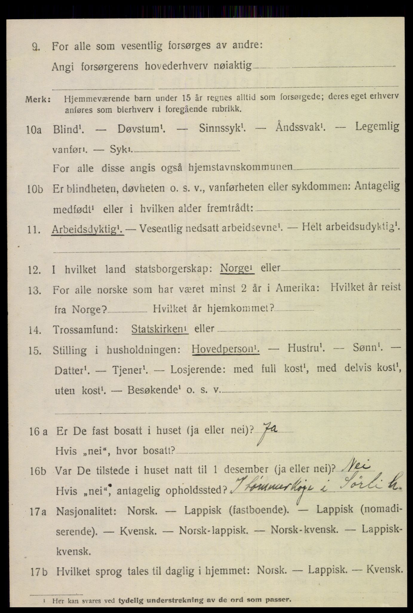 SAT, 1920 census for Sørli, 1920, p. 268