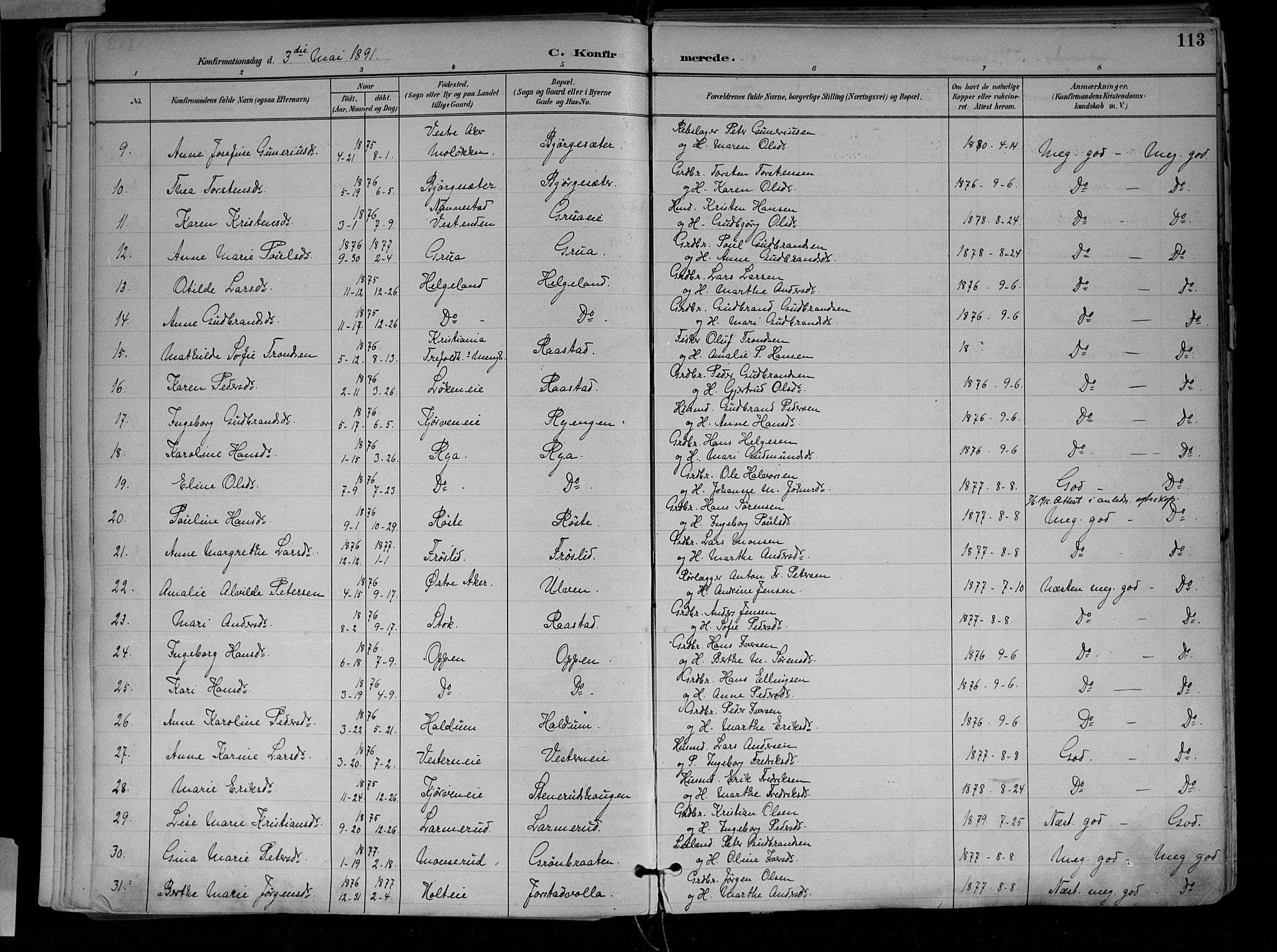 Jevnaker prestekontor, SAH/PREST-116/H/Ha/Haa/L0010: Parish register (official) no. 10, 1891-1906, p. 113