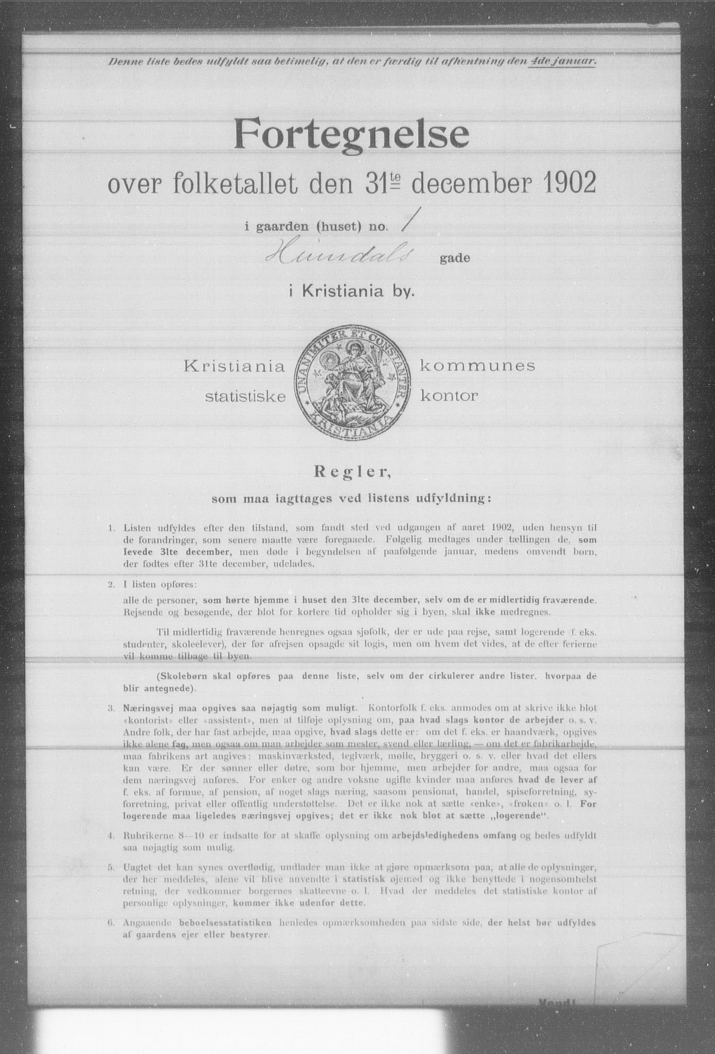 OBA, Municipal Census 1902 for Kristiania, 1902, p. 7152