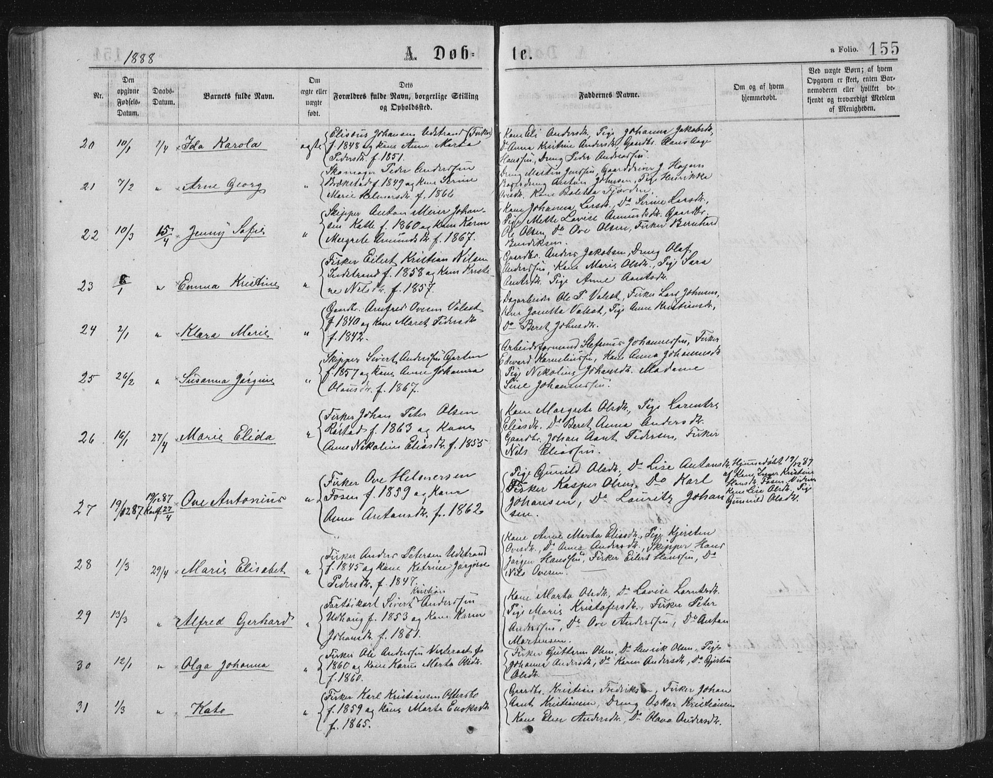Ministerialprotokoller, klokkerbøker og fødselsregistre - Sør-Trøndelag, SAT/A-1456/659/L0745: Parish register (copy) no. 659C02, 1869-1892, p. 155