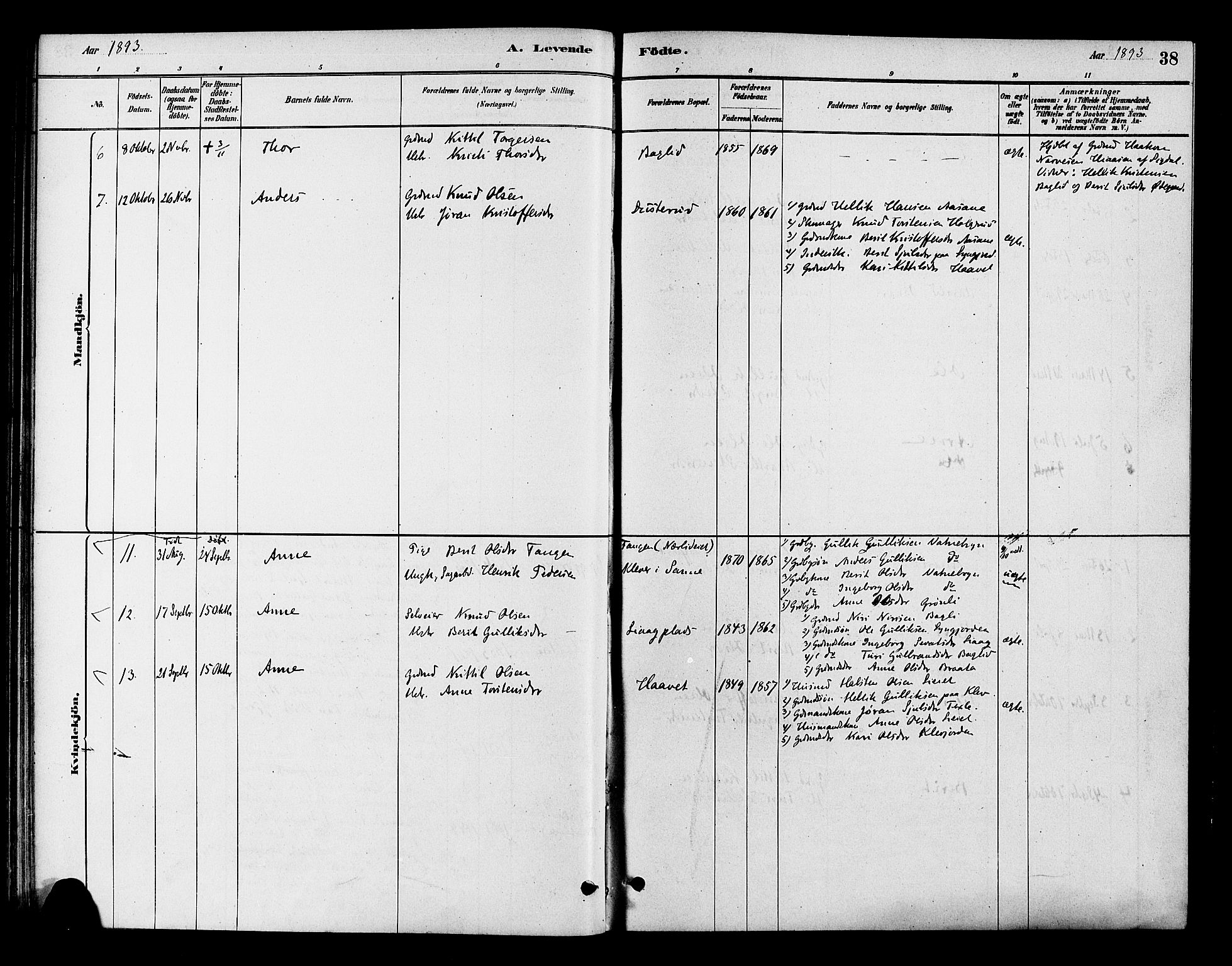 Flesberg kirkebøker, SAKO/A-18/F/Fc/L0001: Parish register (official) no. III 1, 1879-1905, p. 38