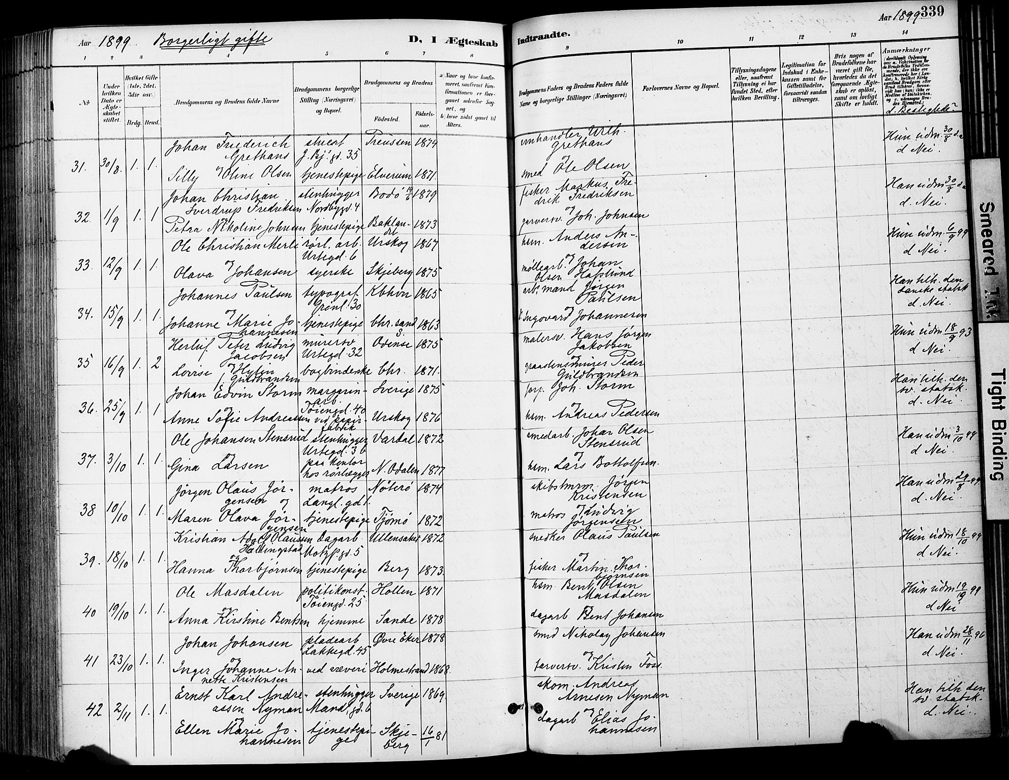 Grønland prestekontor Kirkebøker, AV/SAO-A-10848/F/Fa/L0013: Parish register (official) no. 13, 1887-1906, p. 339