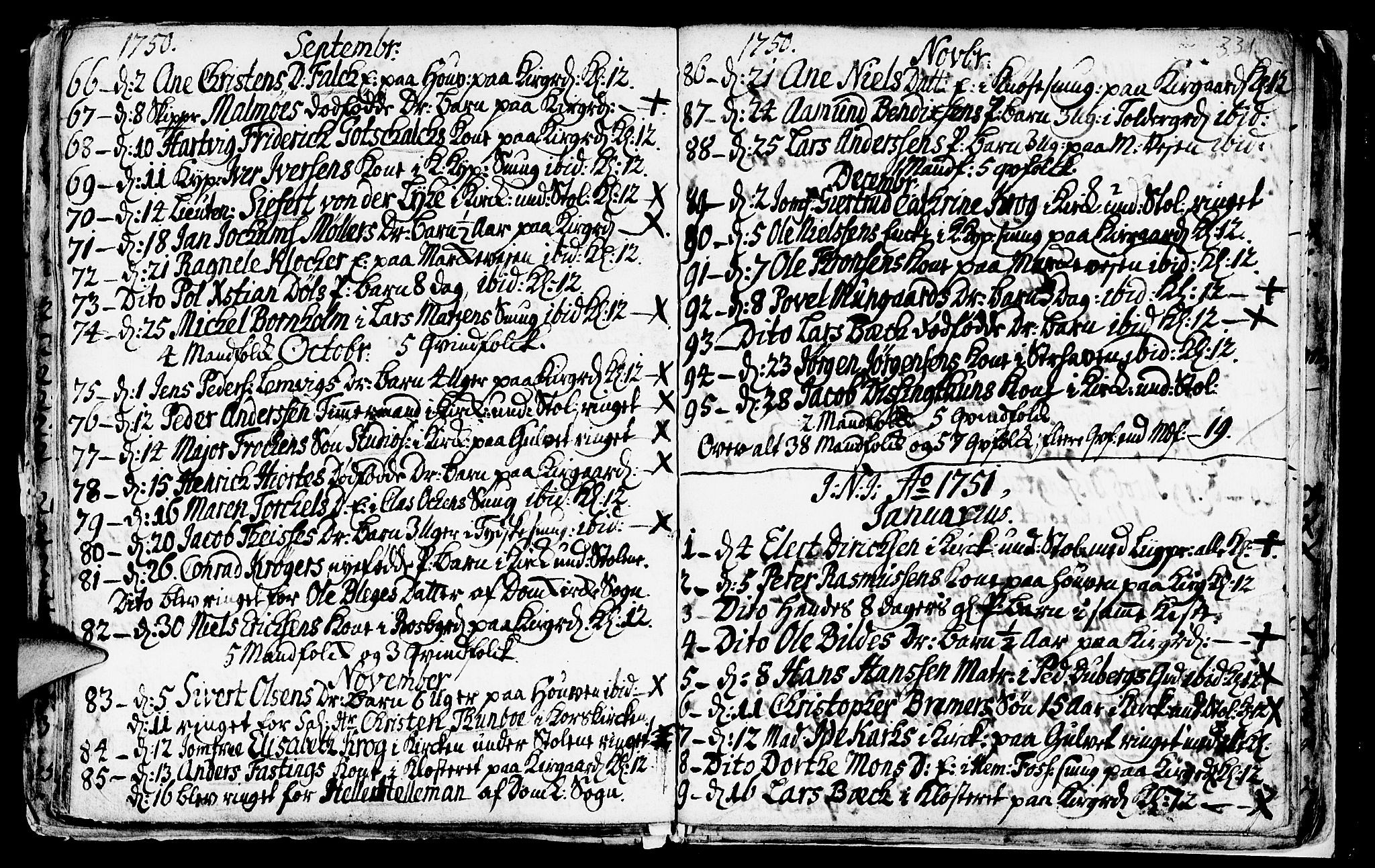 Nykirken Sokneprestembete, SAB/A-77101/H/Haa/L0009: Parish register (official) no. A 9, 1689-1759, p. 331