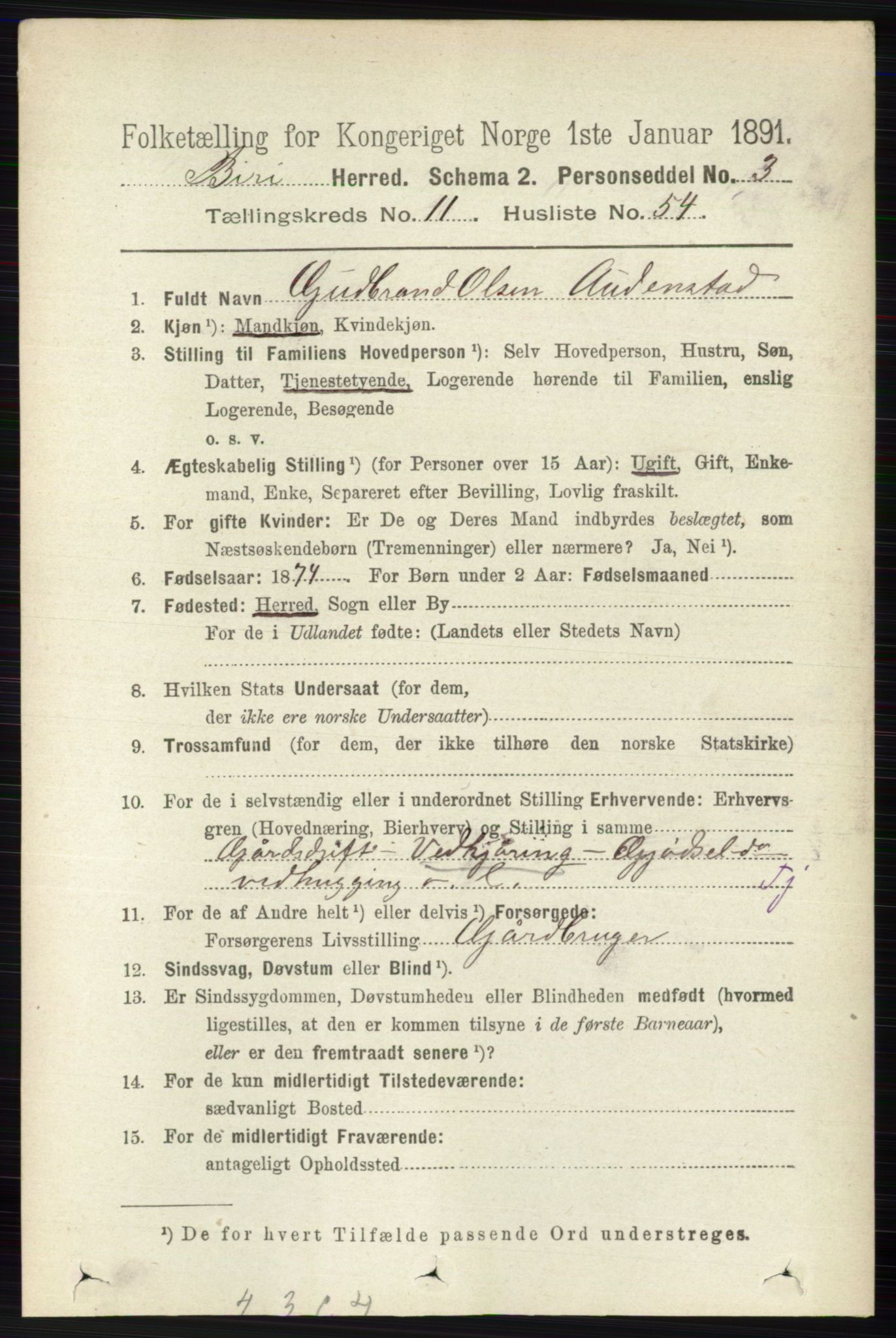 RA, 1891 census for 0525 Biri, 1891, p. 4683