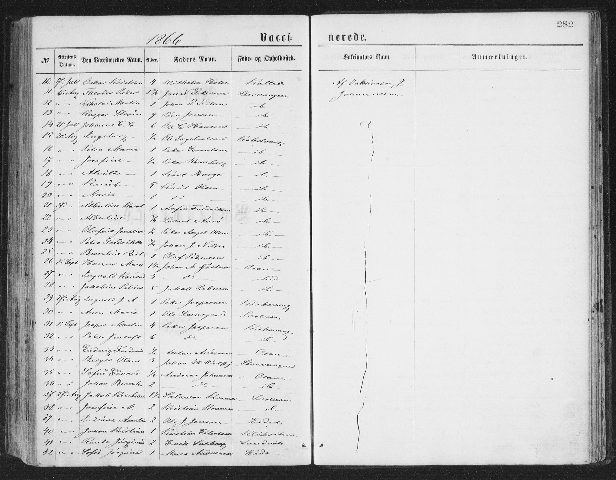 Ministerialprotokoller, klokkerbøker og fødselsregistre - Nordland, SAT/A-1459/874/L1057: Parish register (official) no. 874A01, 1866-1877, p. 282