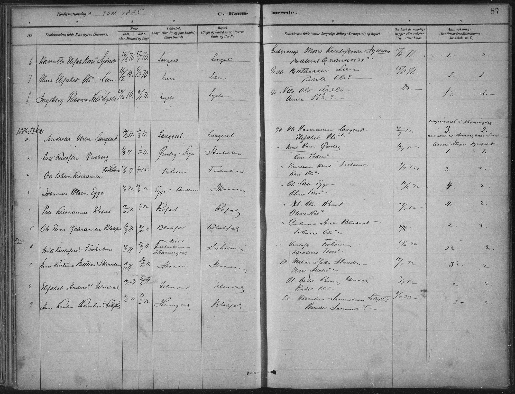 Innvik sokneprestembete, AV/SAB-A-80501: Parish register (official) no. B  1, 1879-1902, p. 87