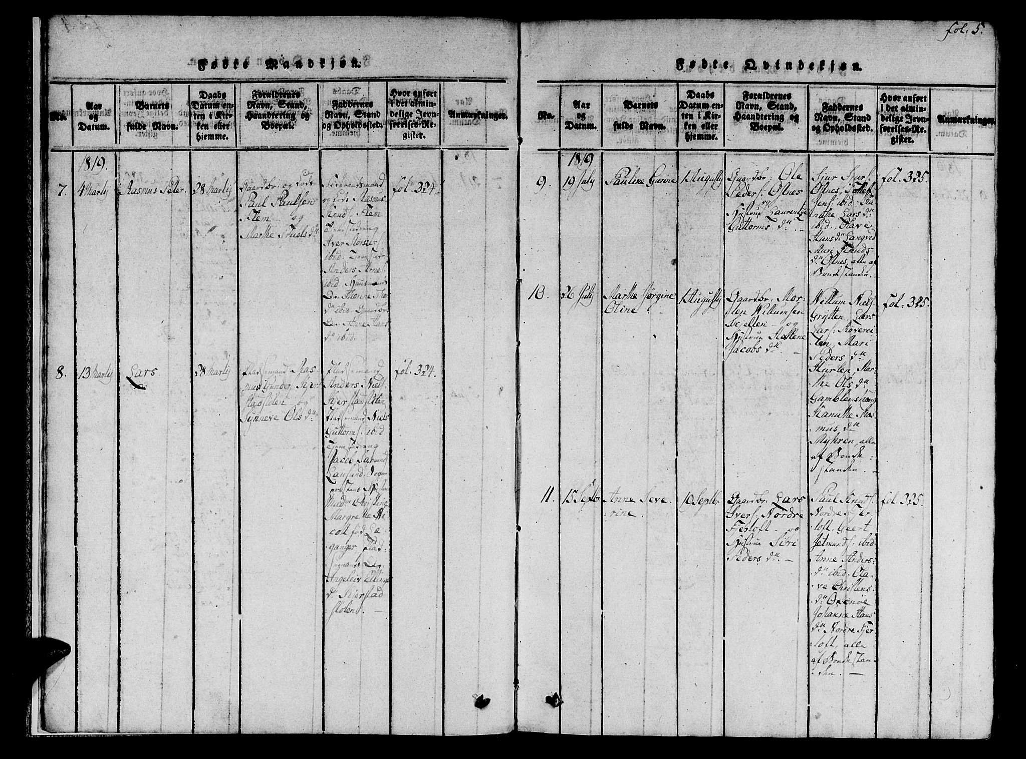 Ministerialprotokoller, klokkerbøker og fødselsregistre - Møre og Romsdal, SAT/A-1454/536/L0495: Parish register (official) no. 536A04, 1818-1847, p. 5