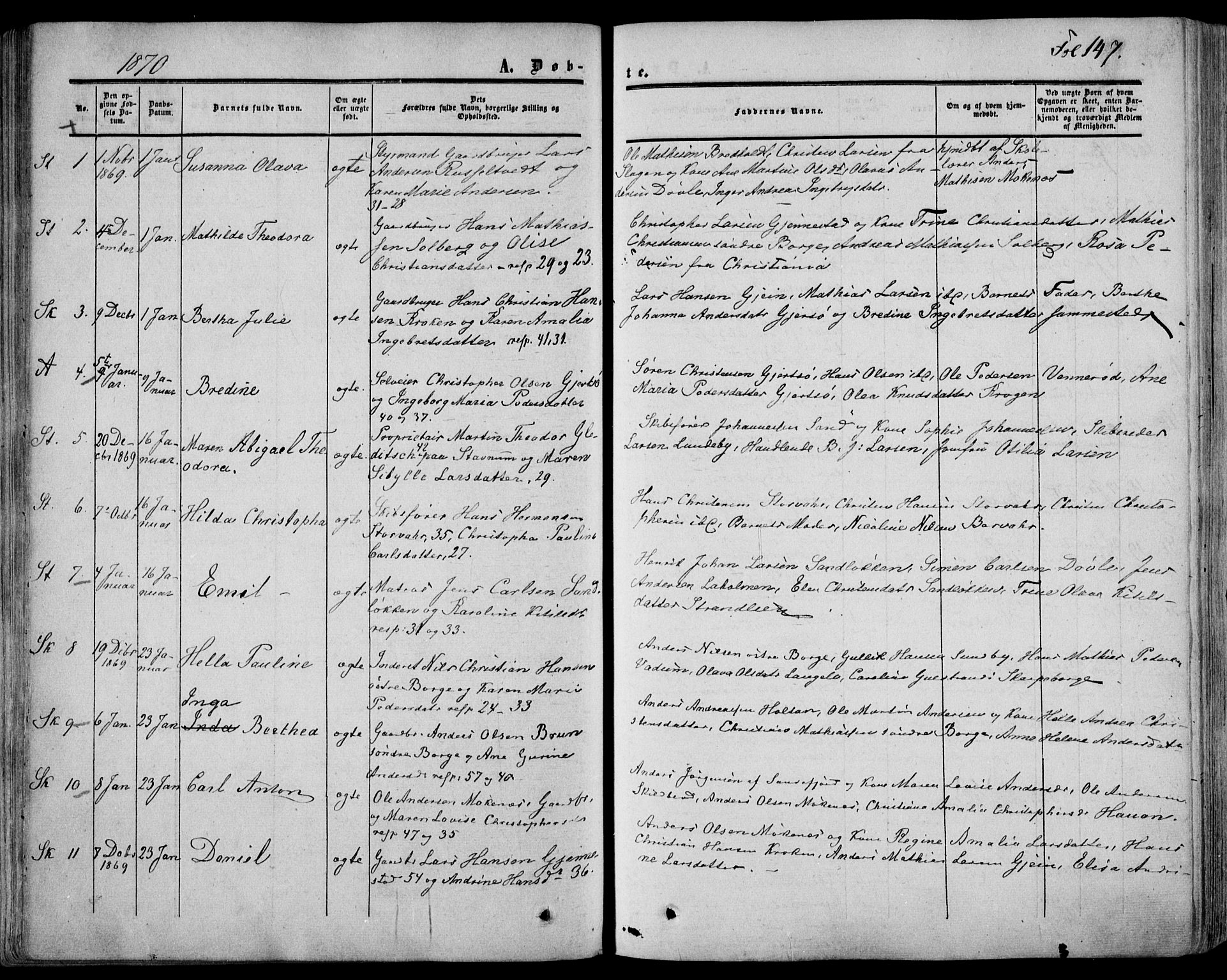 Stokke kirkebøker, SAKO/A-320/F/Fa/L0008: Parish register (official) no. I 8, 1858-1871, p. 147