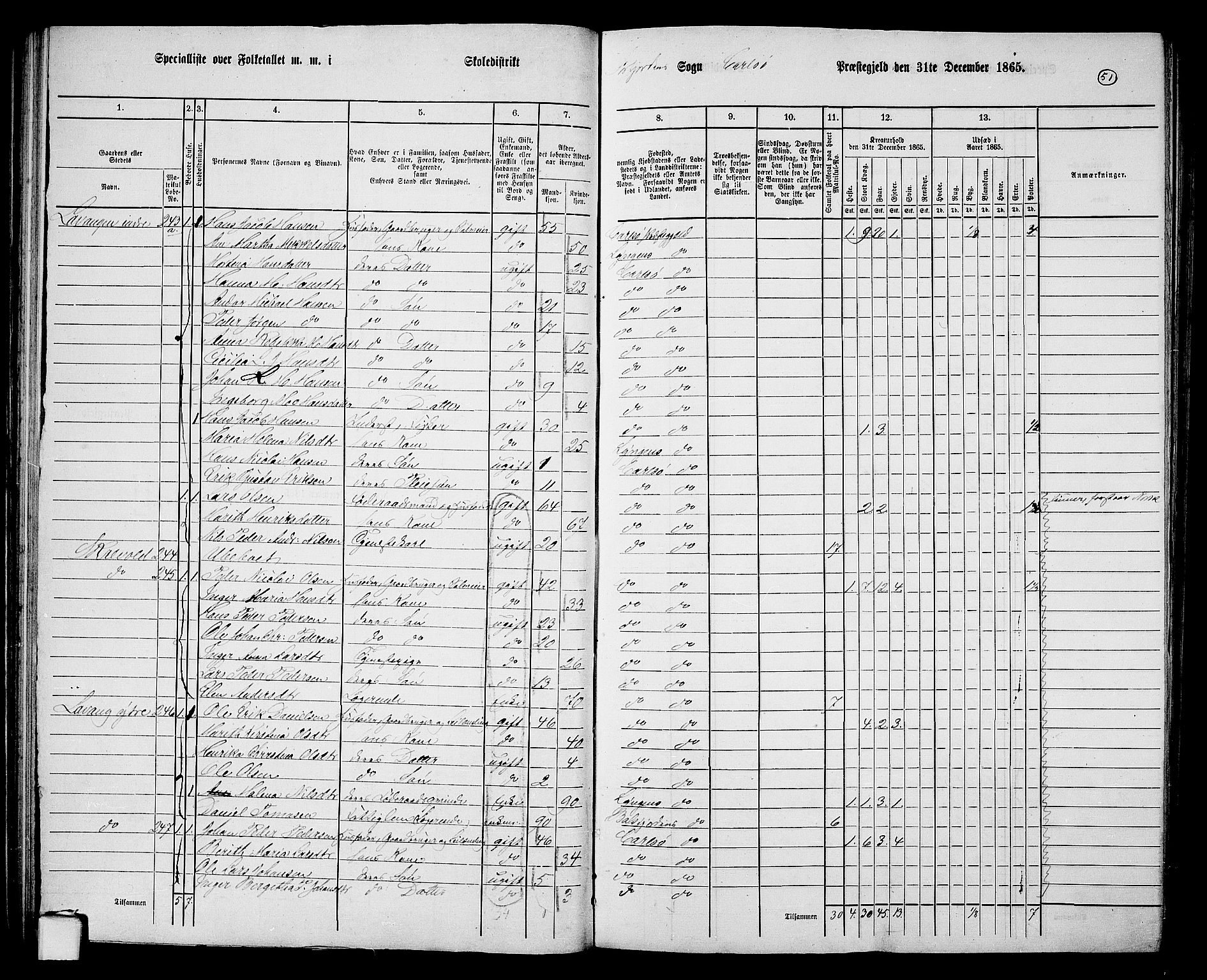 RA, 1865 census for Karlsøy, 1865, p. 51