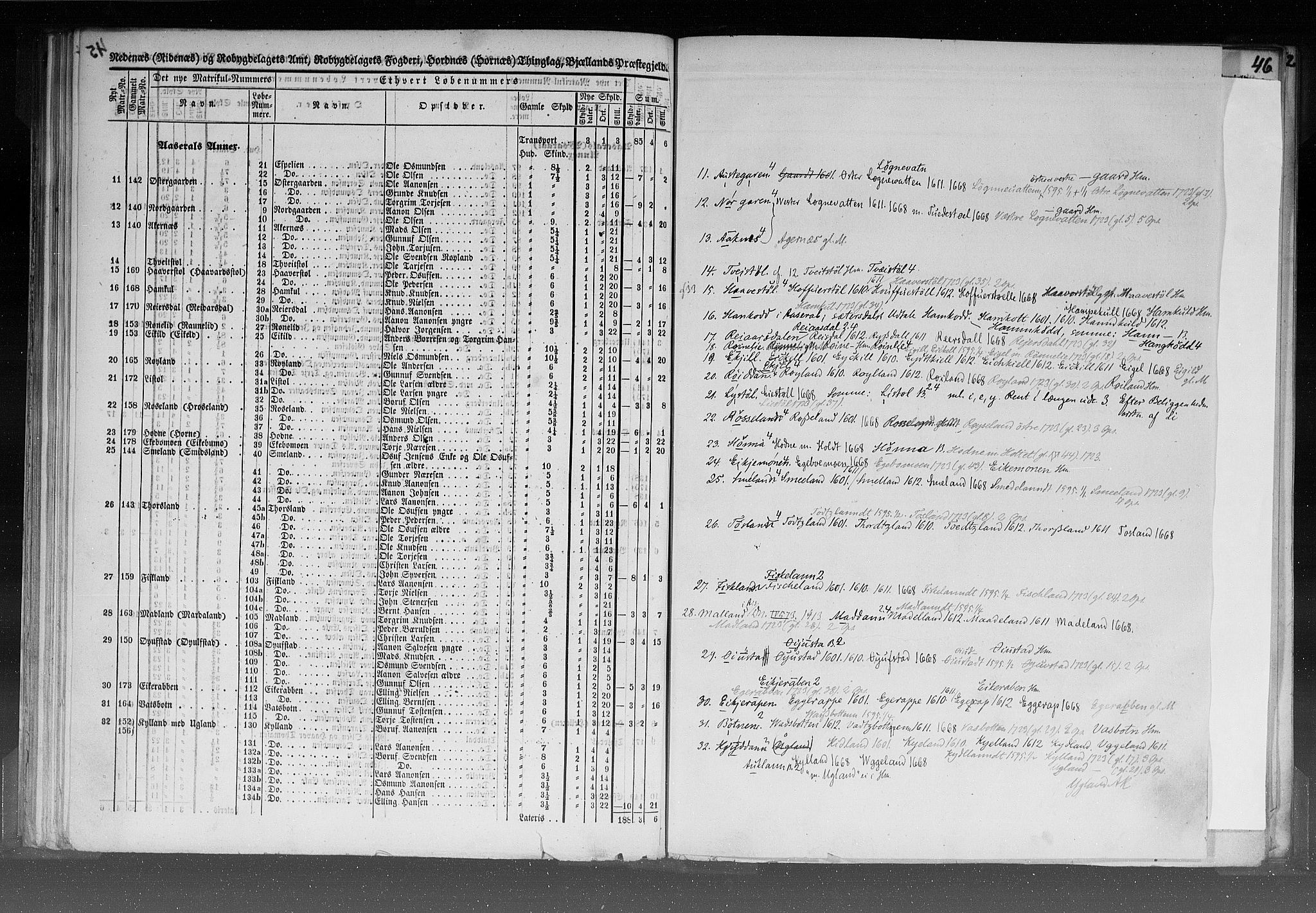 Rygh, AV/RA-PA-0034/F/Fb/L0008: Matrikkelen for 1838 - Nedenes amt (Aust-Agder fylke), 1838, p. 45b