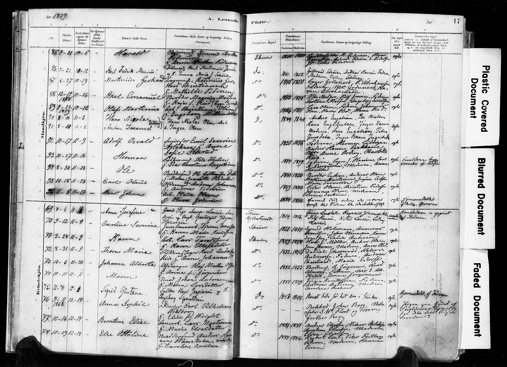 Skien kirkebøker, AV/SAKO-A-302/F/Fa/L0009: Parish register (official) no. 9, 1878-1890, p. 17