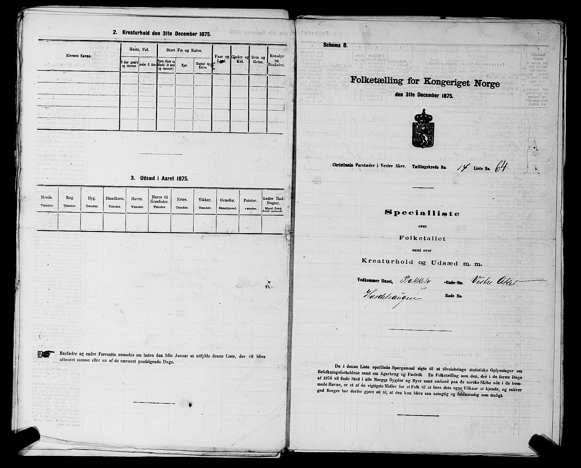 RA, 1875 census for 0218aP Vestre Aker, 1875, p. 2383