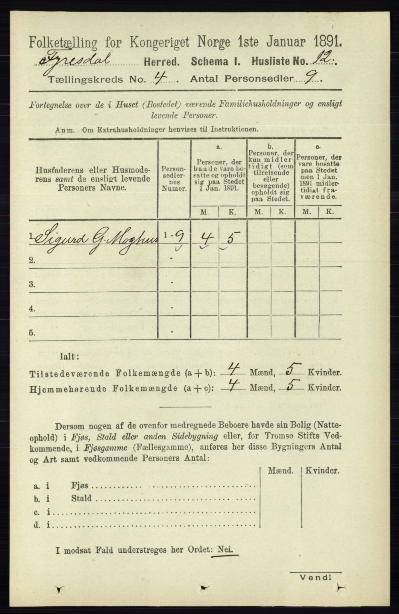 RA, 1891 census for 0831 Fyresdal, 1891, p. 753