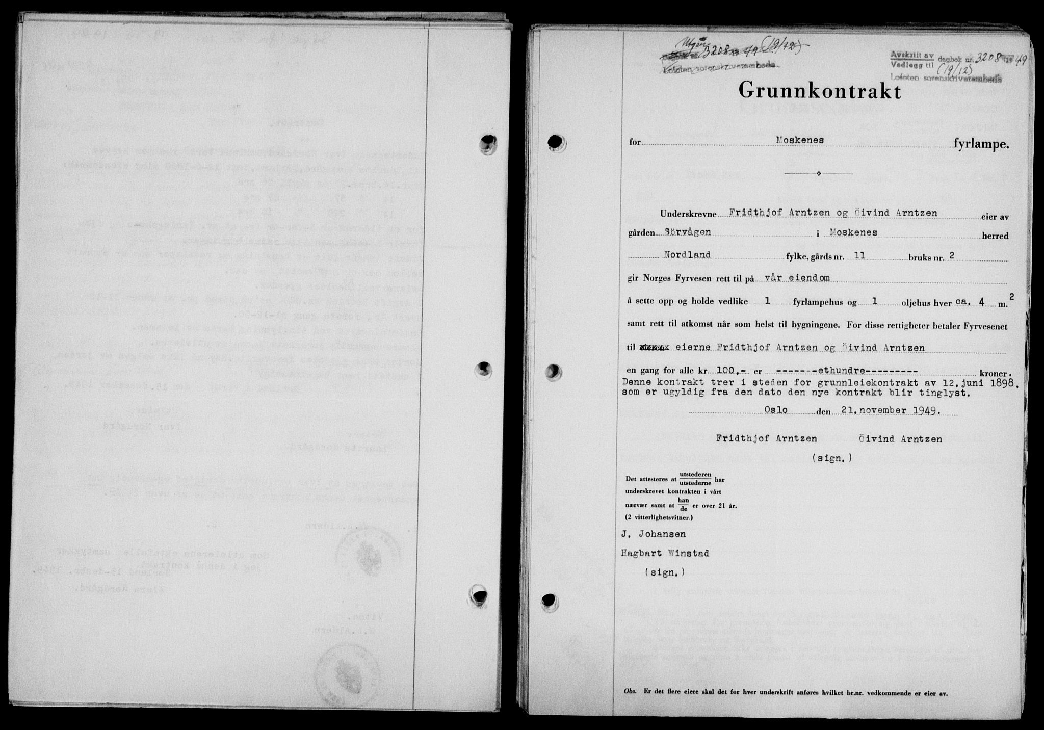 Lofoten sorenskriveri, SAT/A-0017/1/2/2C/L0022a: Mortgage book no. 22a, 1949-1950, Diary no: : 3208/1949