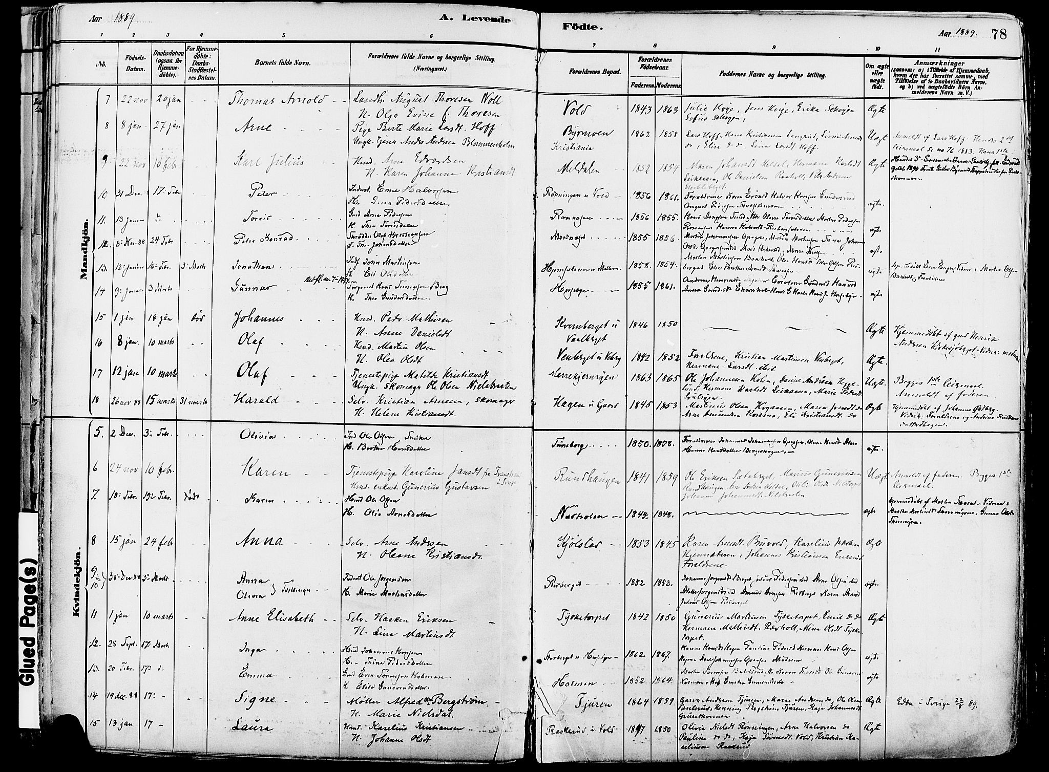 Grue prestekontor, AV/SAH-PREST-036/H/Ha/Haa/L0012: Parish register (official) no. 12, 1881-1897, p. 78