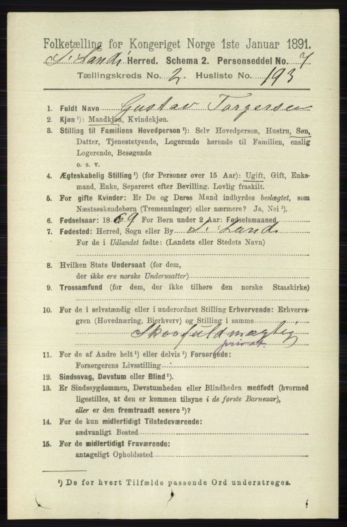 RA, 1891 census for 0536 Søndre Land, 1891, p. 2259