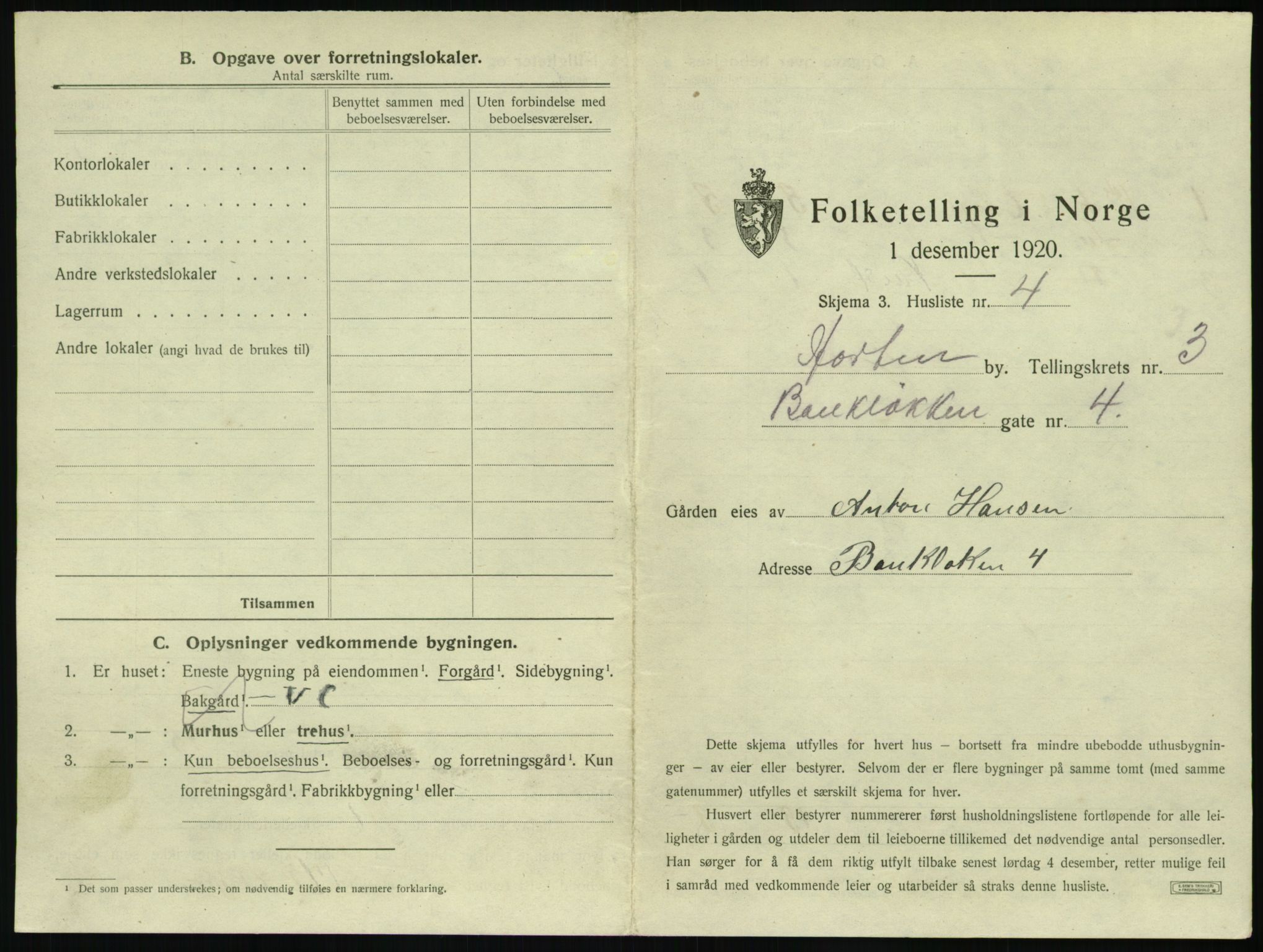 SAKO, 1920 census for Horten, 1920, p. 765