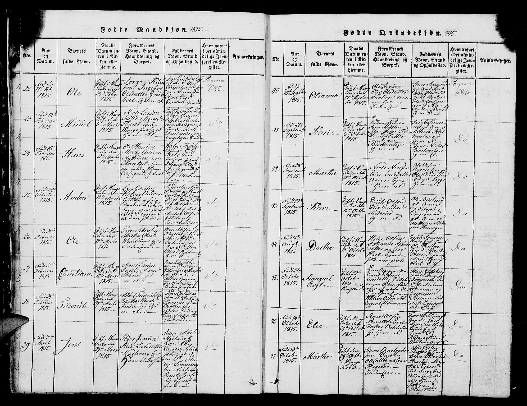 Vang prestekontor, Hedmark, AV/SAH-PREST-008/H/Ha/Hab/L0004: Parish register (copy) no. 4, 1813-1827, p. 21-22