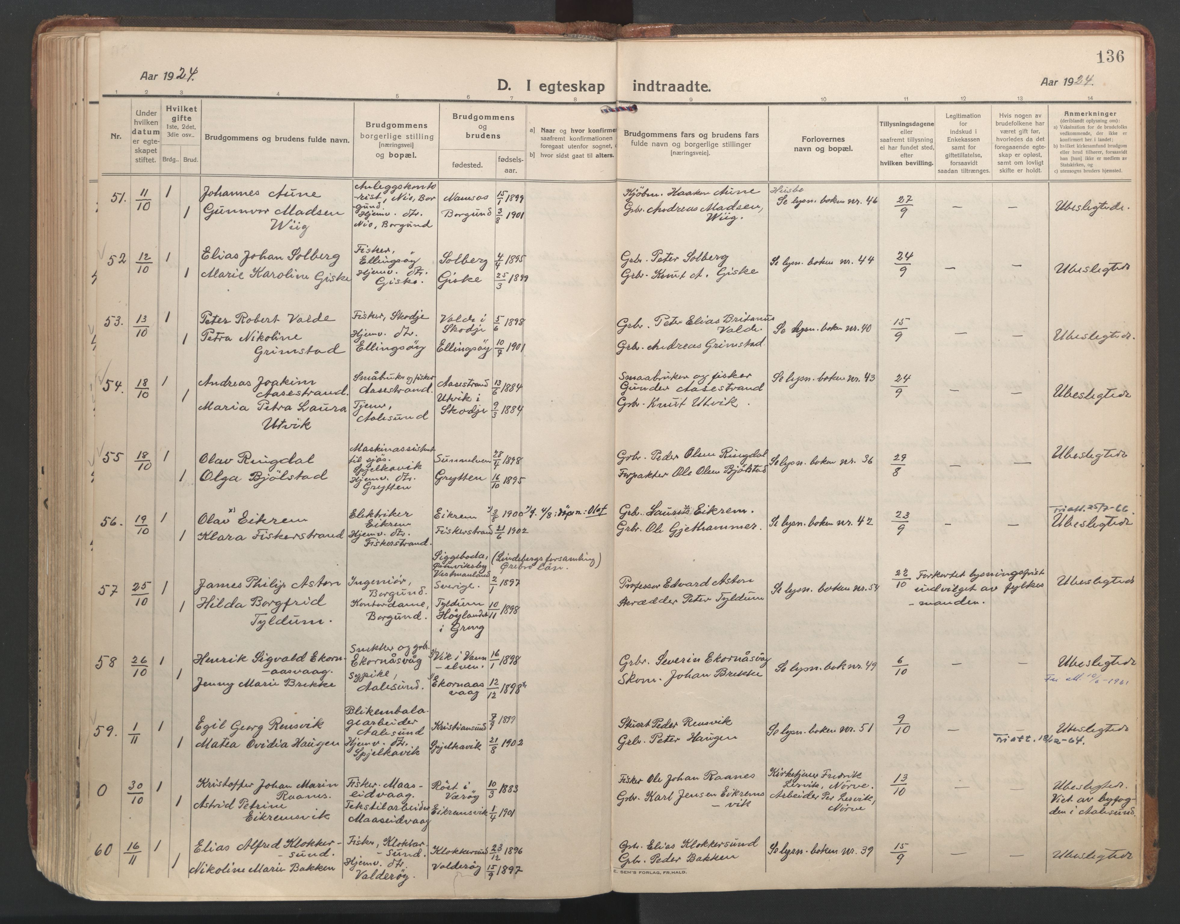 Ministerialprotokoller, klokkerbøker og fødselsregistre - Møre og Romsdal, AV/SAT-A-1454/528/L0412: Parish register (official) no. 528A21, 1920-1926, p. 136