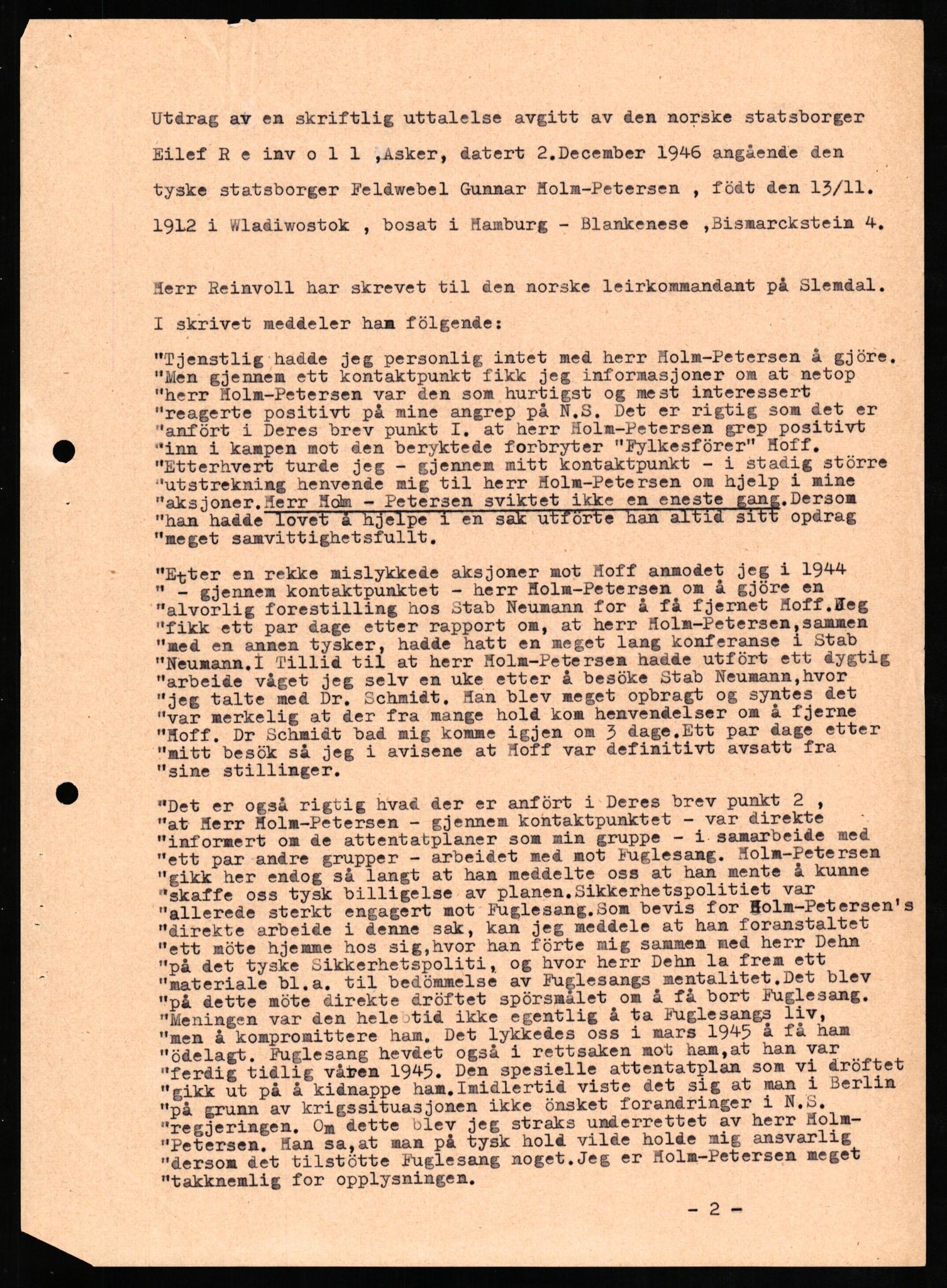 Forsvaret, Forsvarets overkommando II, AV/RA-RAFA-3915/D/Db/L0013: CI Questionaires. Tyske okkupasjonsstyrker i Norge. Tyskere., 1945-1946, p. 415