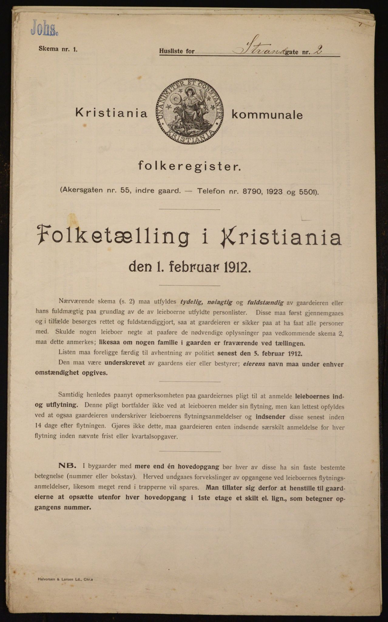 OBA, Municipal Census 1912 for Kristiania, 1912, p. 103674