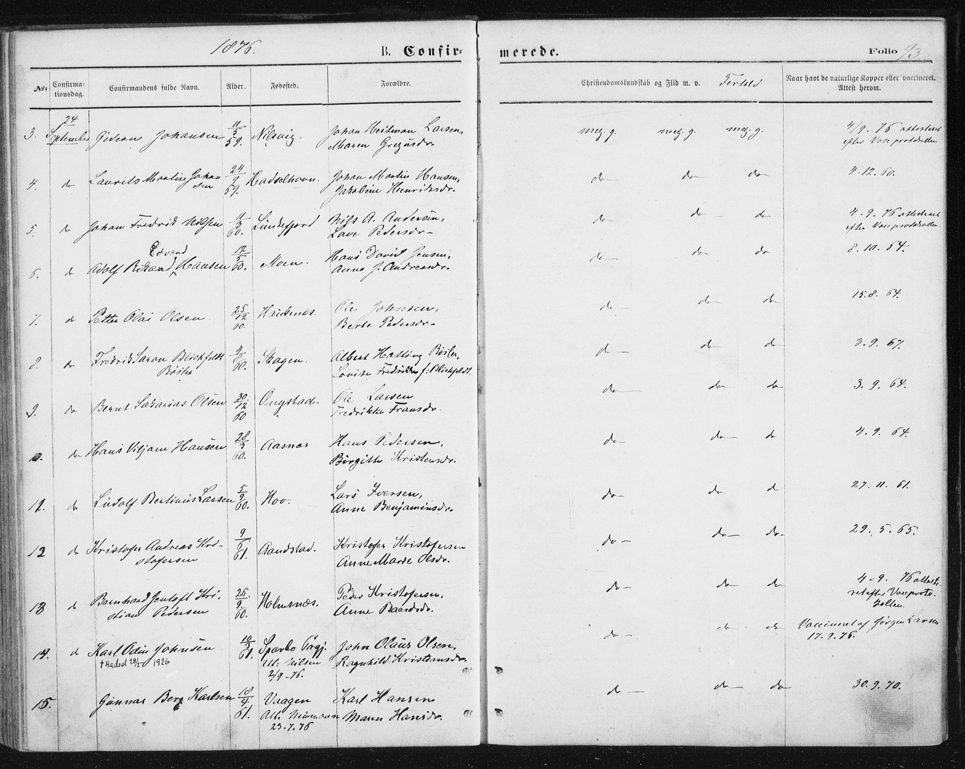 Ministerialprotokoller, klokkerbøker og fødselsregistre - Nordland, AV/SAT-A-1459/888/L1243: Parish register (official) no. 888A09, 1876-1879, p. 93