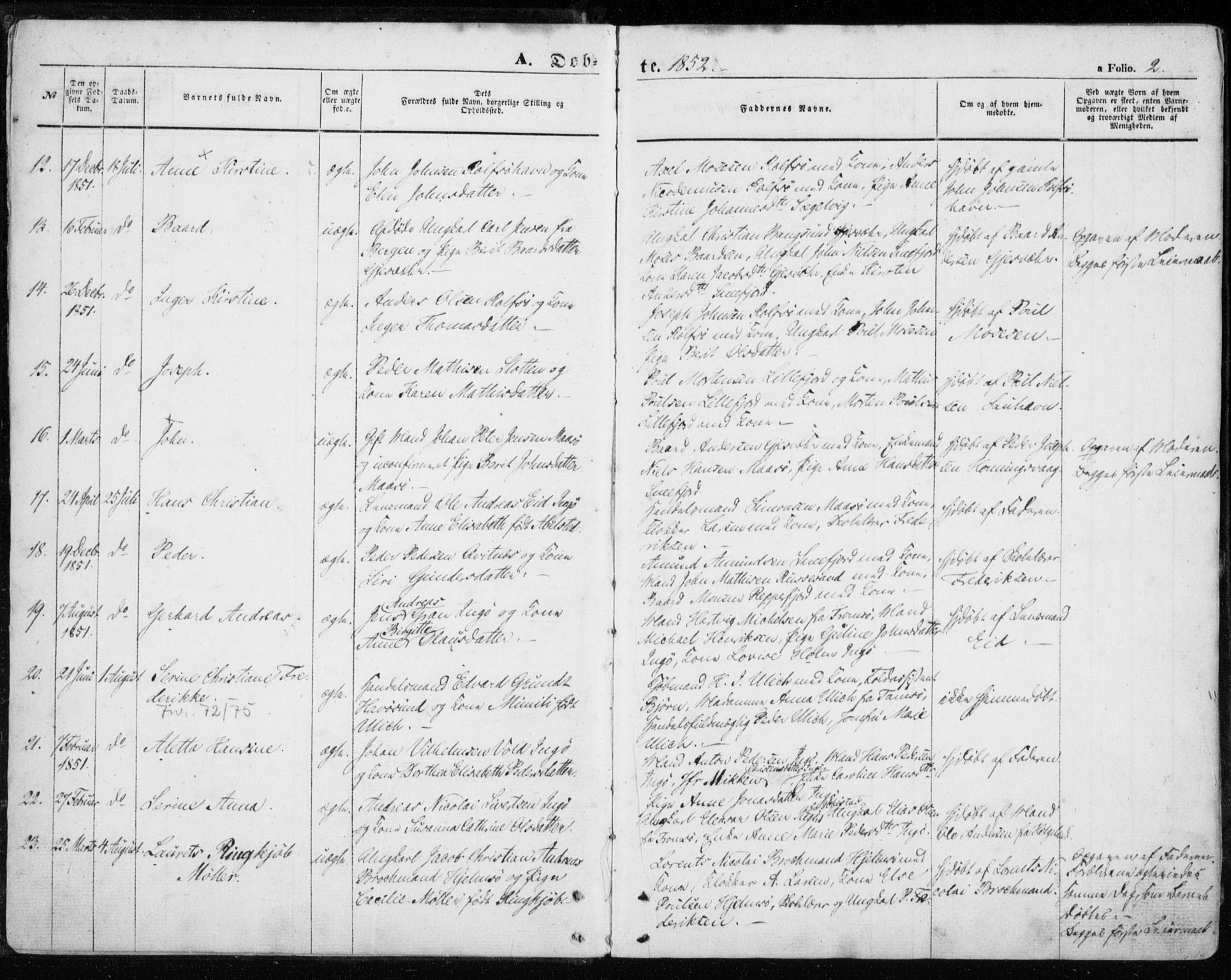 Måsøy sokneprestkontor, SATØ/S-1348/H/Ha/L0002kirke: Parish register (official) no. 2, 1852-1865, p. 2