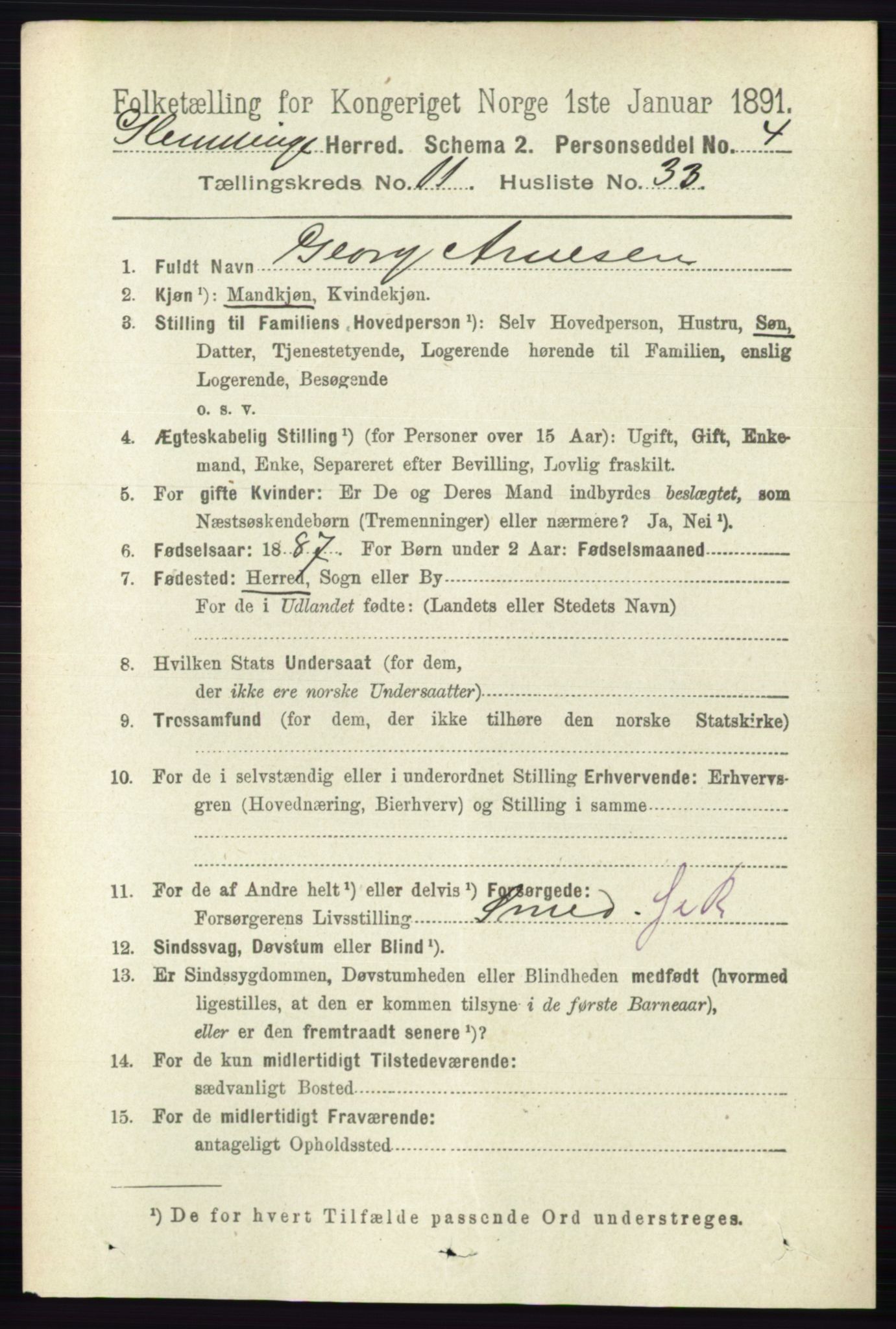 RA, 1891 census for 0132 Glemmen, 1891, p. 10787